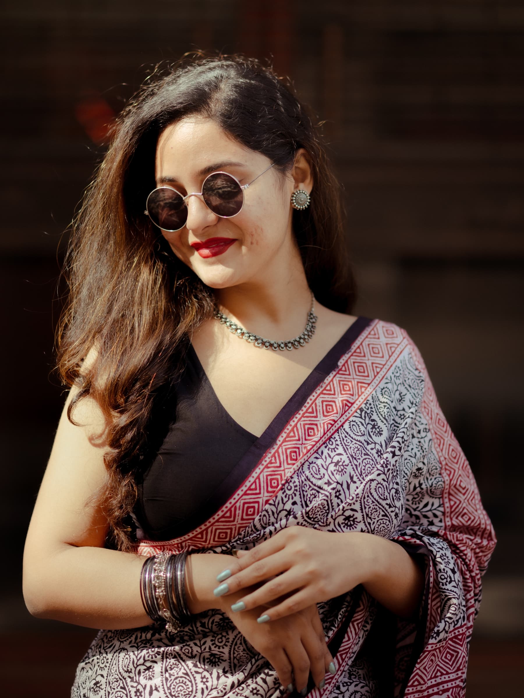 Black and White Bagh Hand Block Printed Banana Silk Cotton Saree