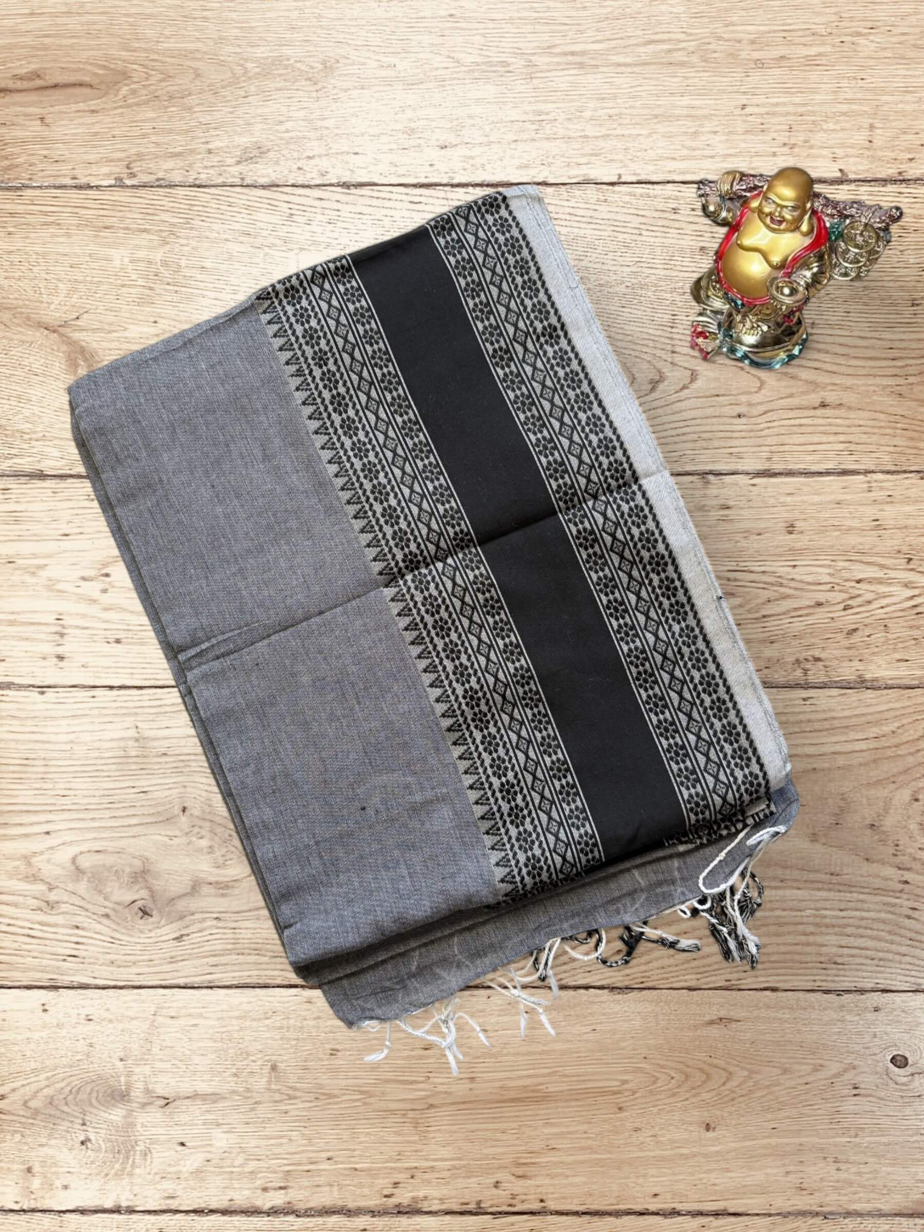 Handloom Soft Cotton Saree in Grey