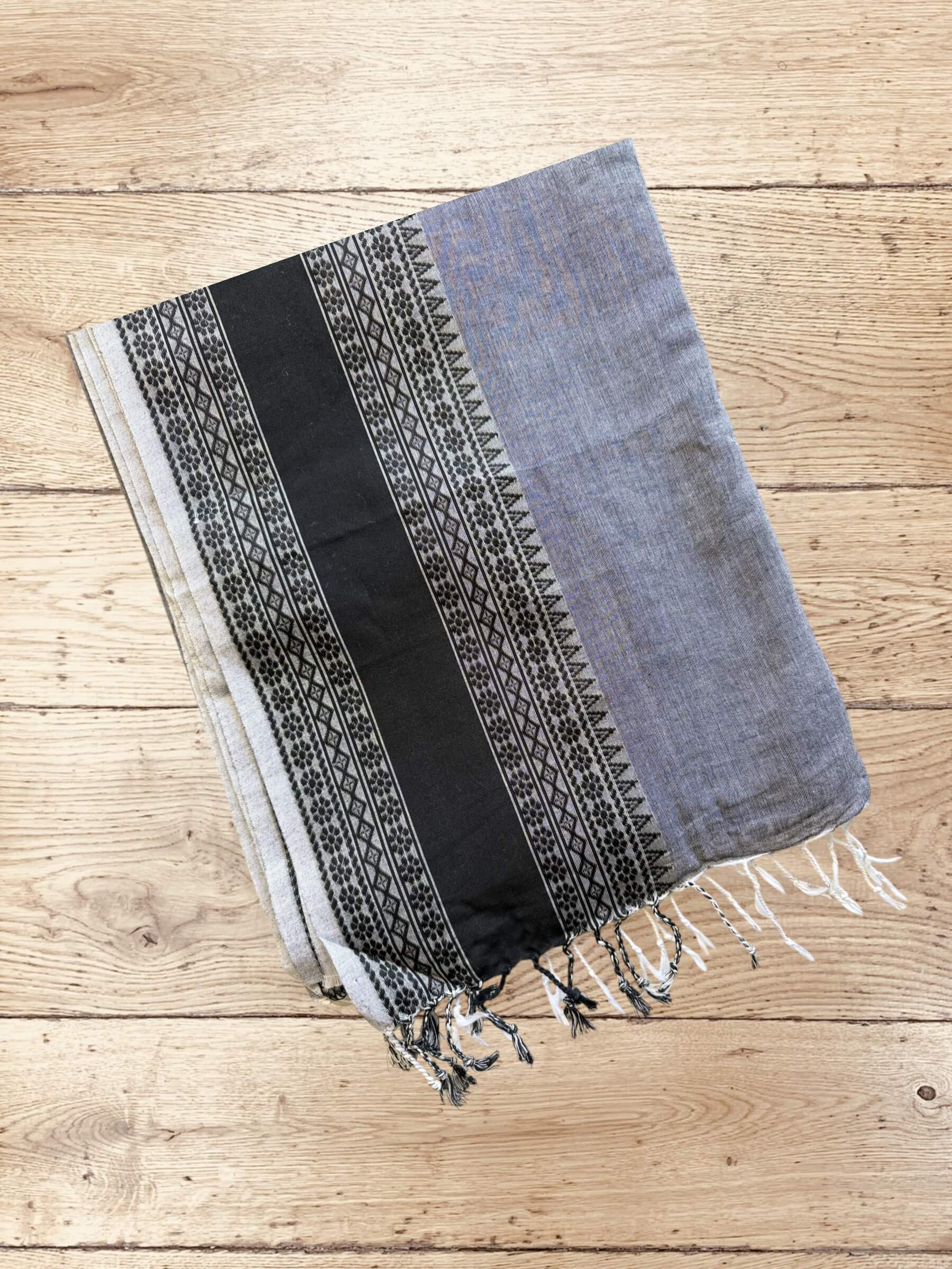 Handloom Soft Cotton Saree in Grey