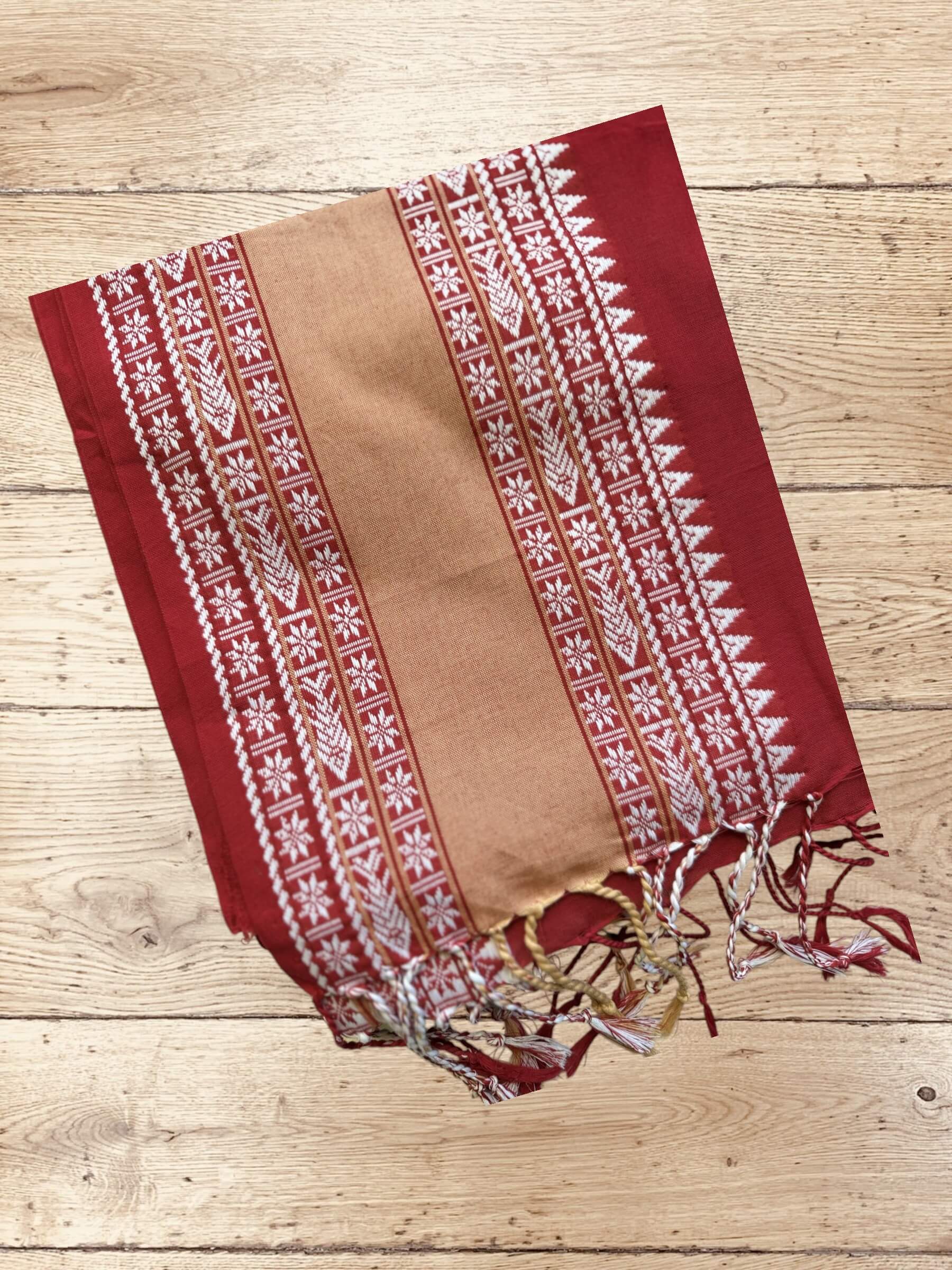 Handloom Soft Cotton Saree in Red