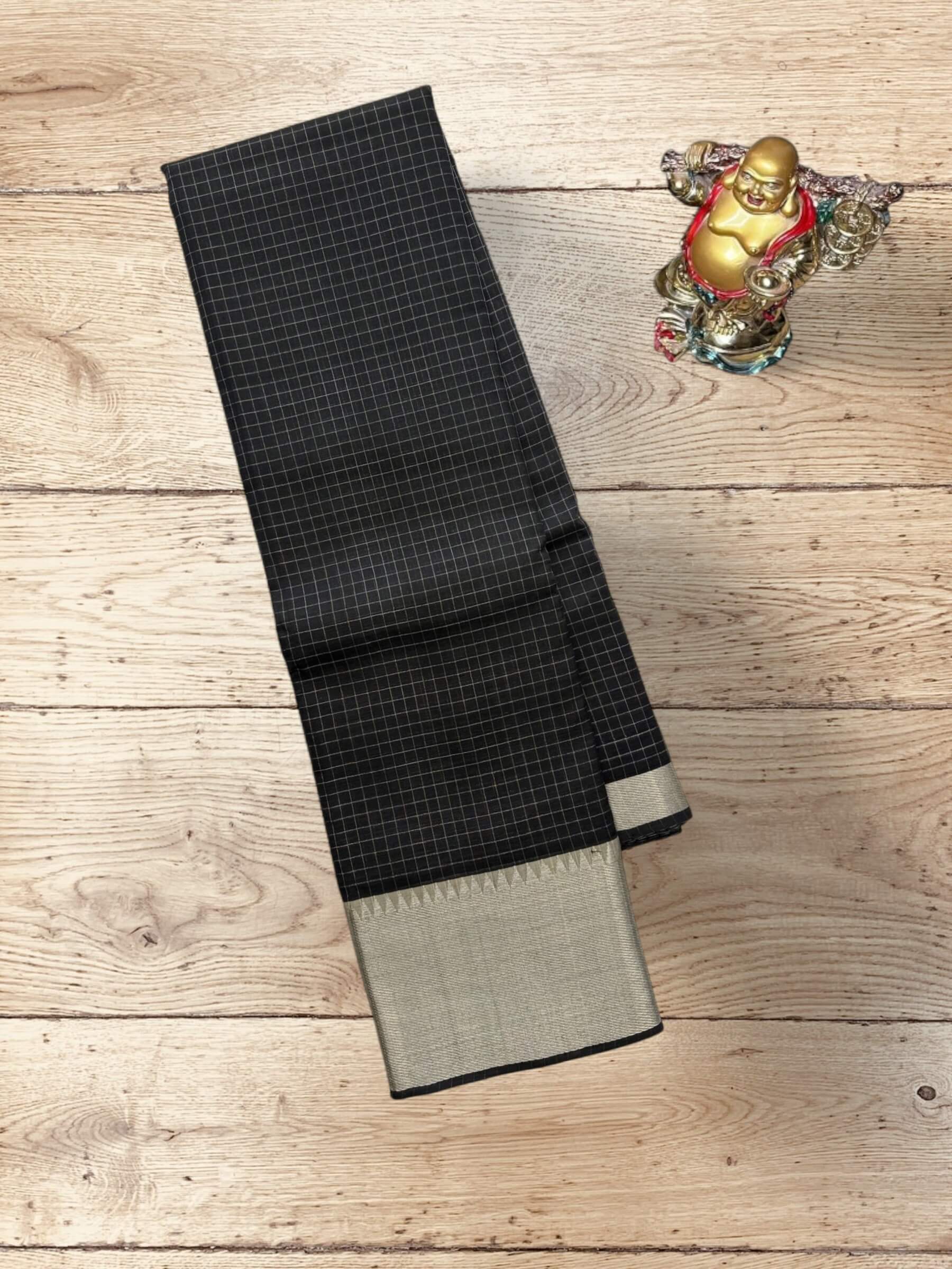 Handloom Mangalagiri Silk Cotton Saree in Black