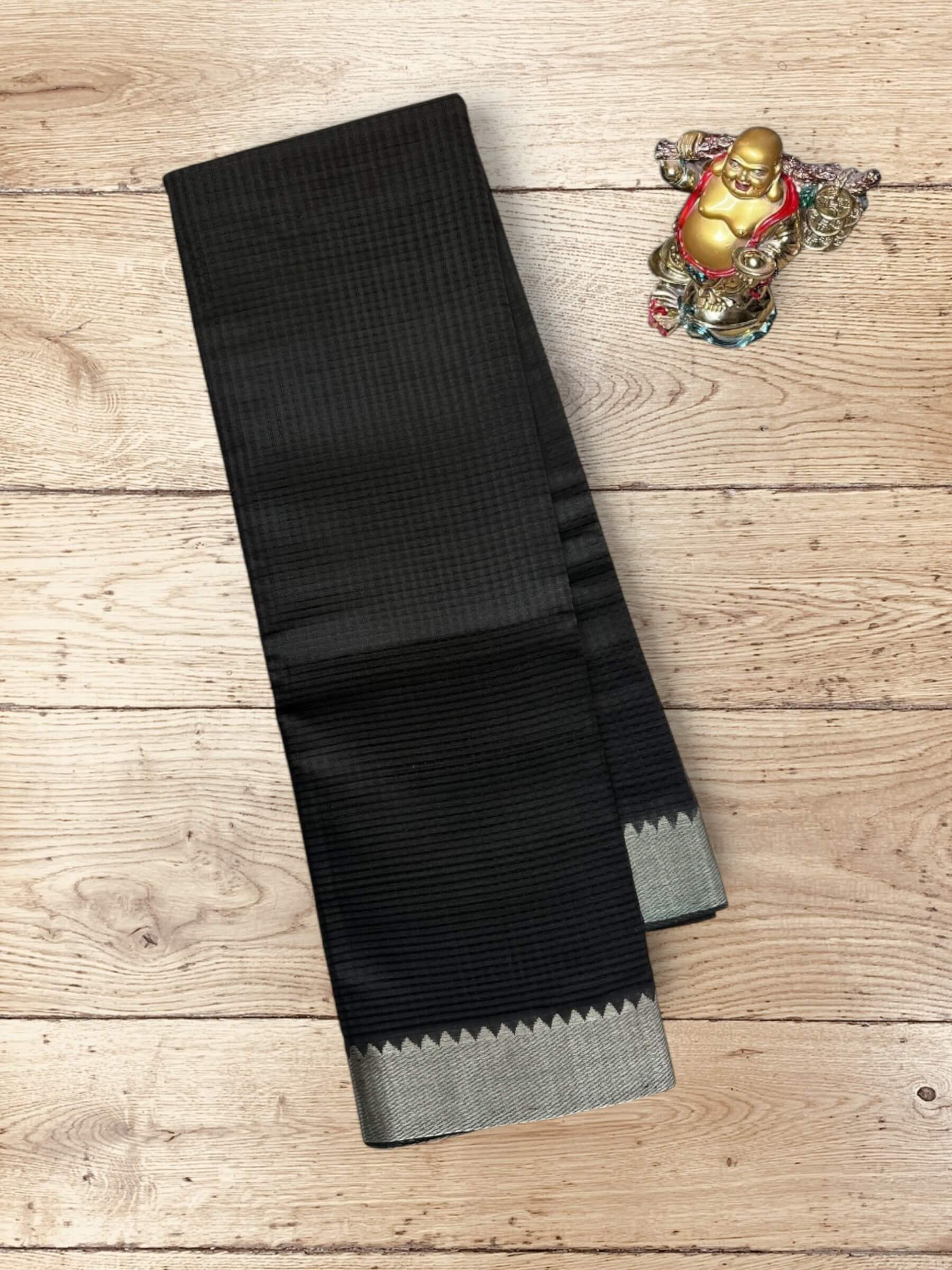 Handloom Mangalagiri Silk Cotton Saree in Black