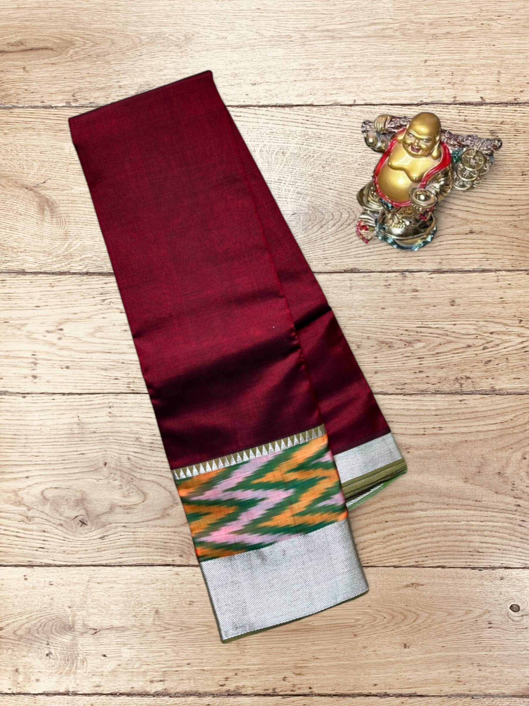 Handloom Mangalagiri Silk Cotton Saree in Burgundy