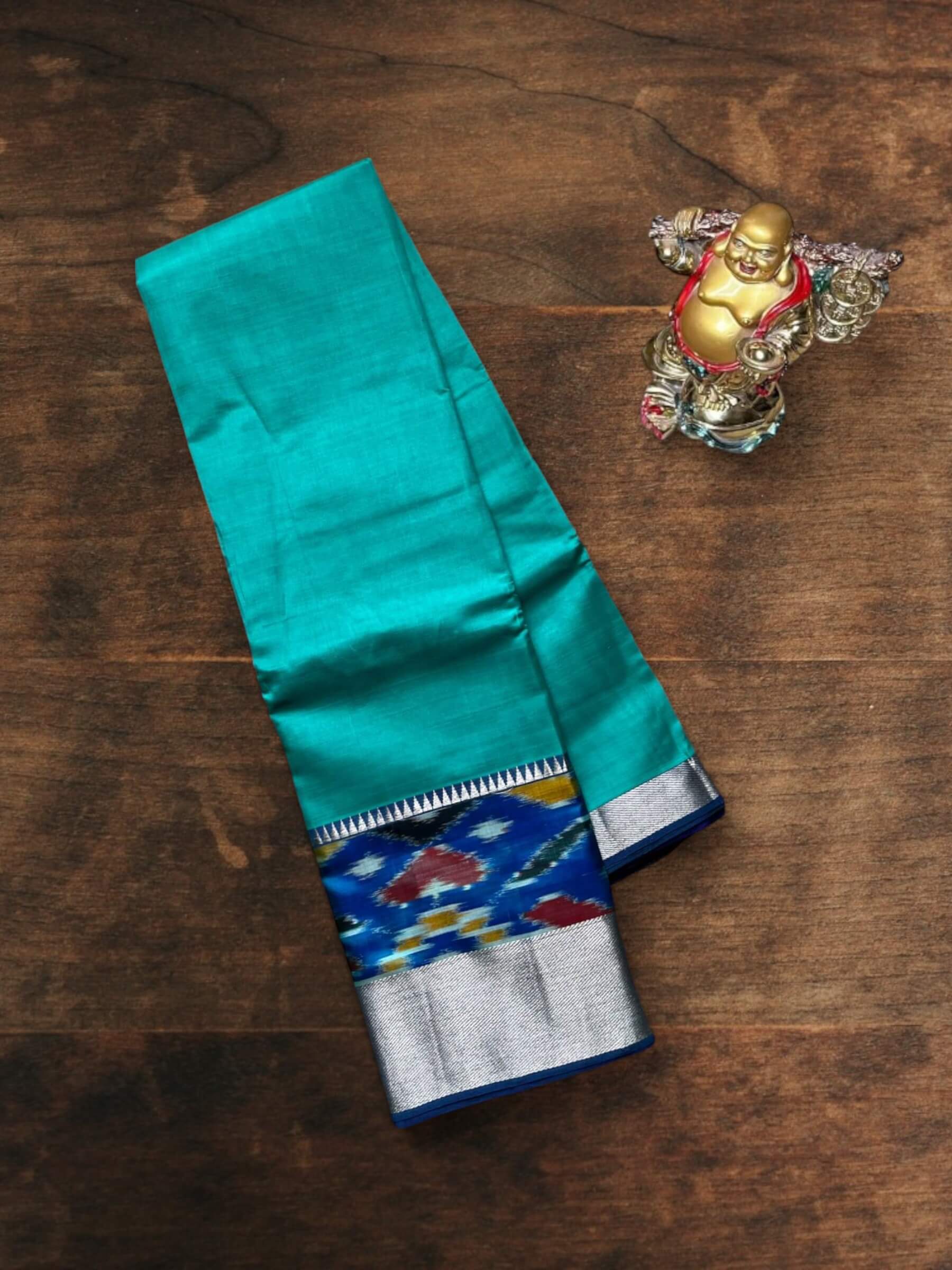 Handloom Mangalagiri Silk Cotton Saree in Cyan