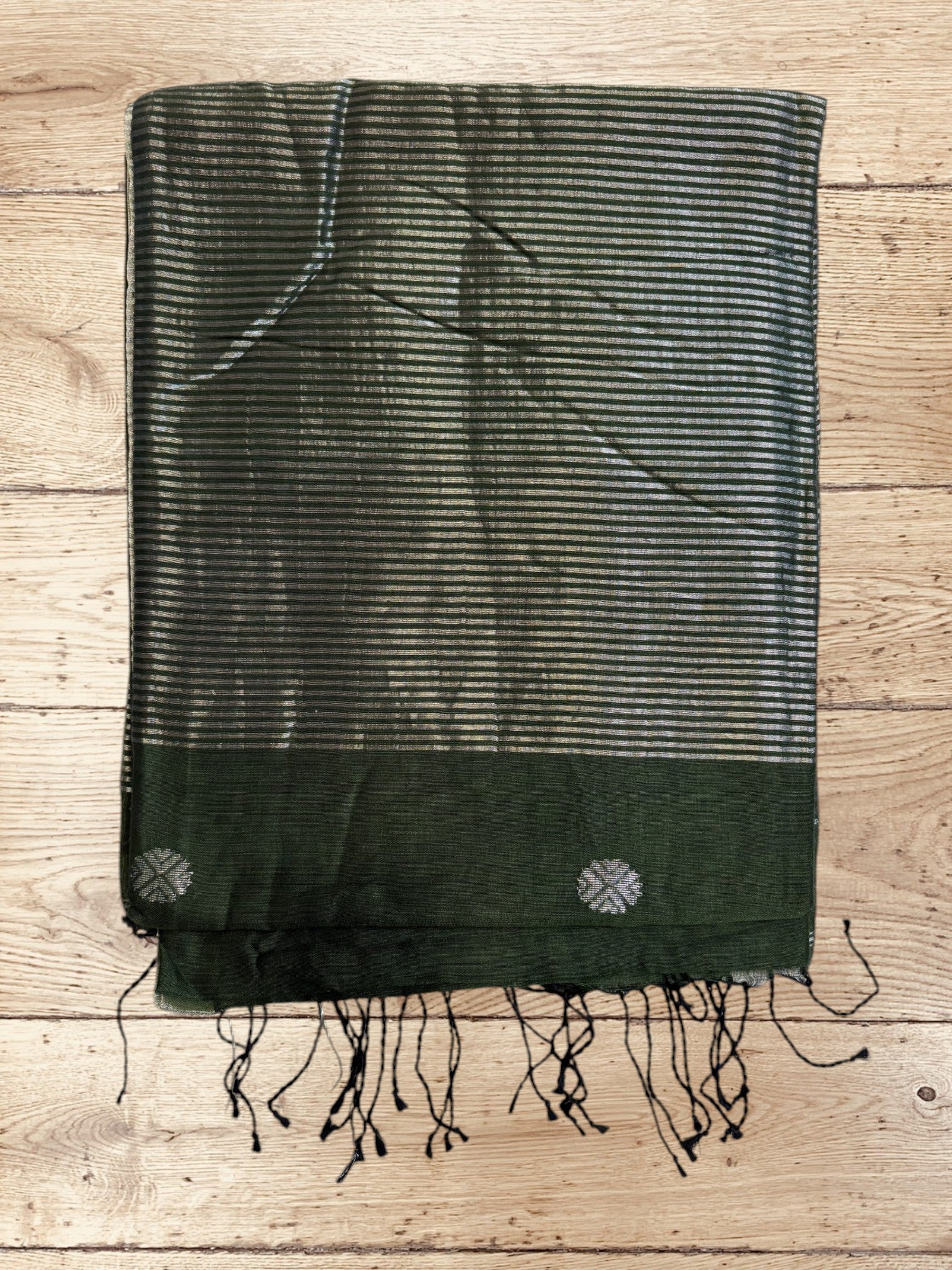 Handloom Mercerized Cotton Saree in Green
