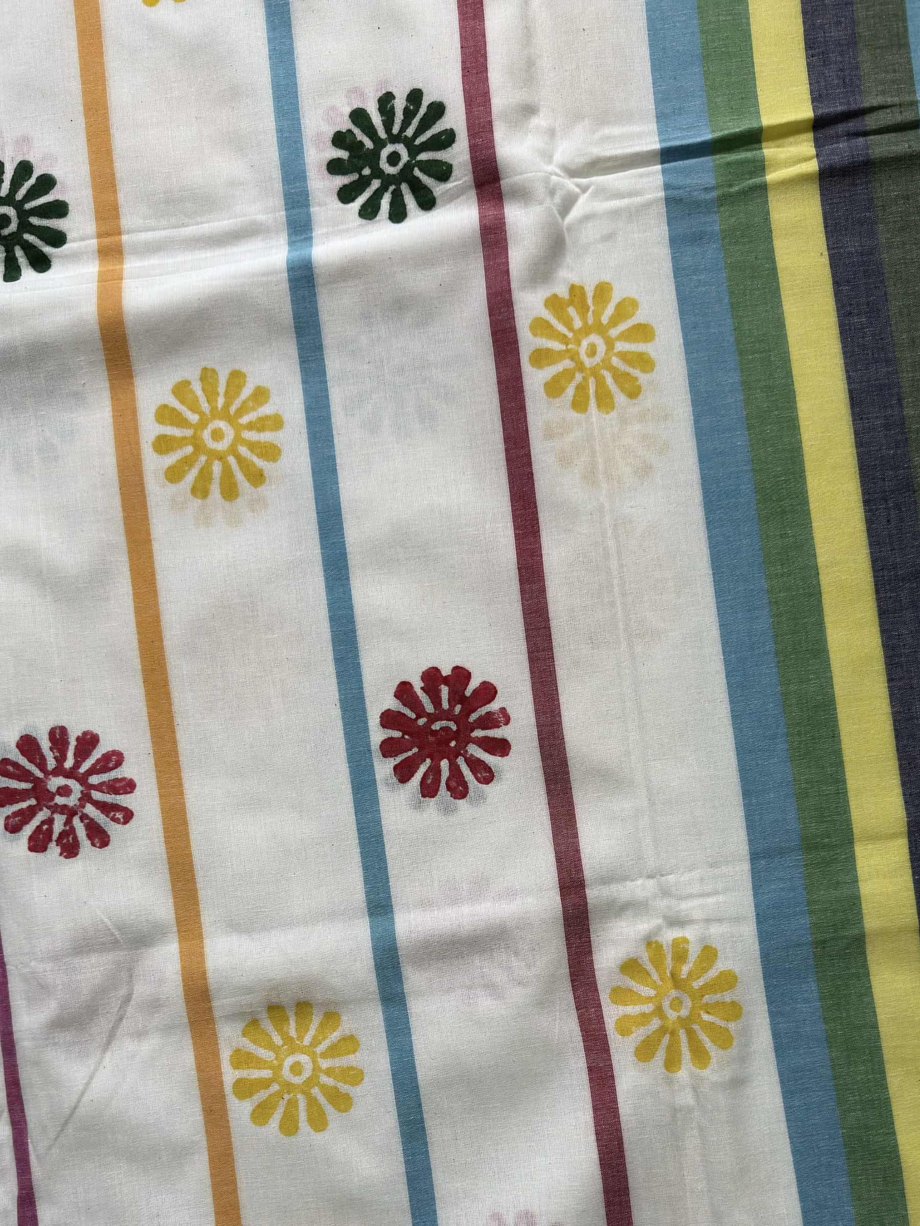 Handloom Dhonekhali Block Print Cotton Saree