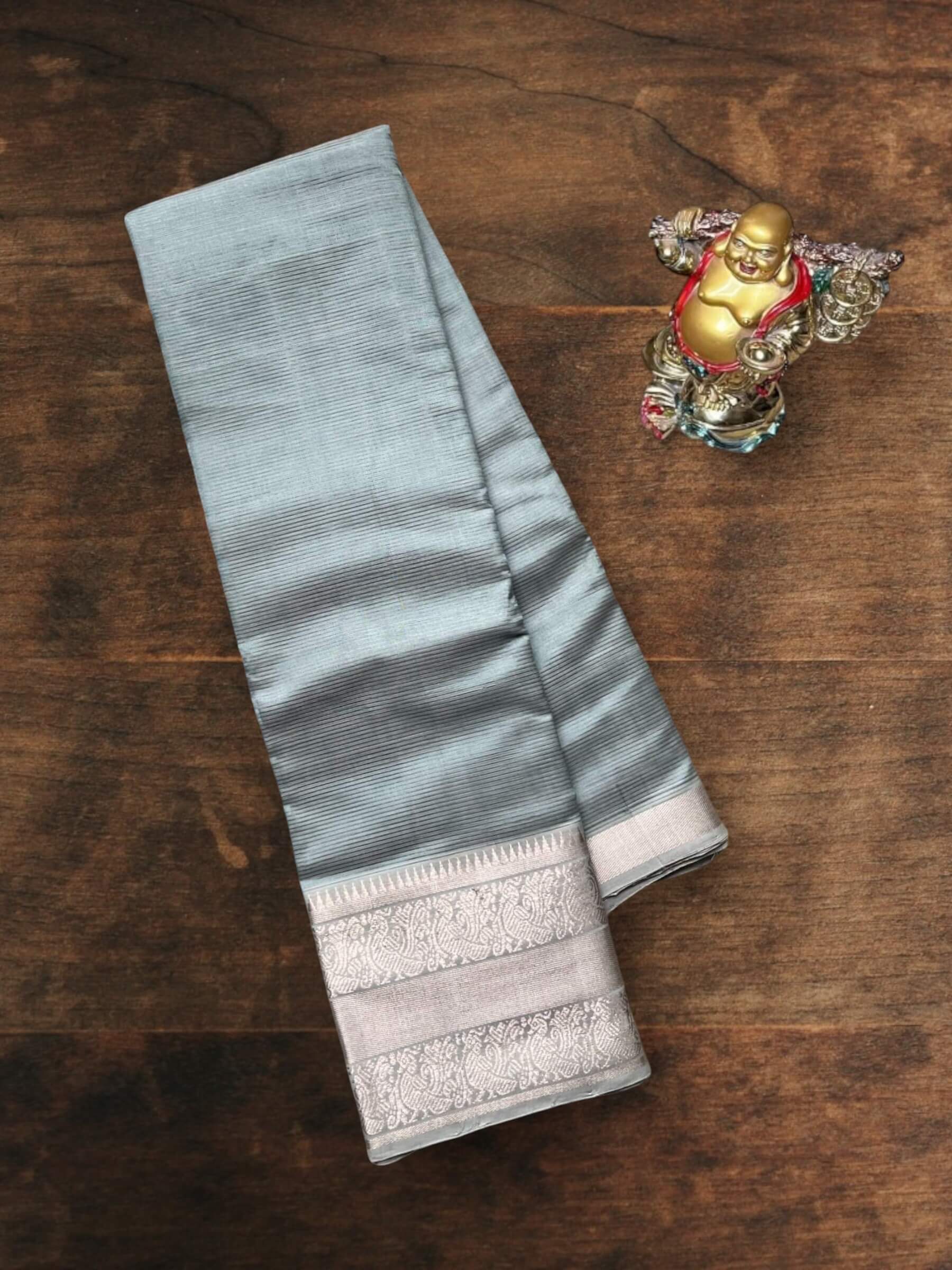 Handloom Mangalagiri Silk Cotton Saree in Grey
