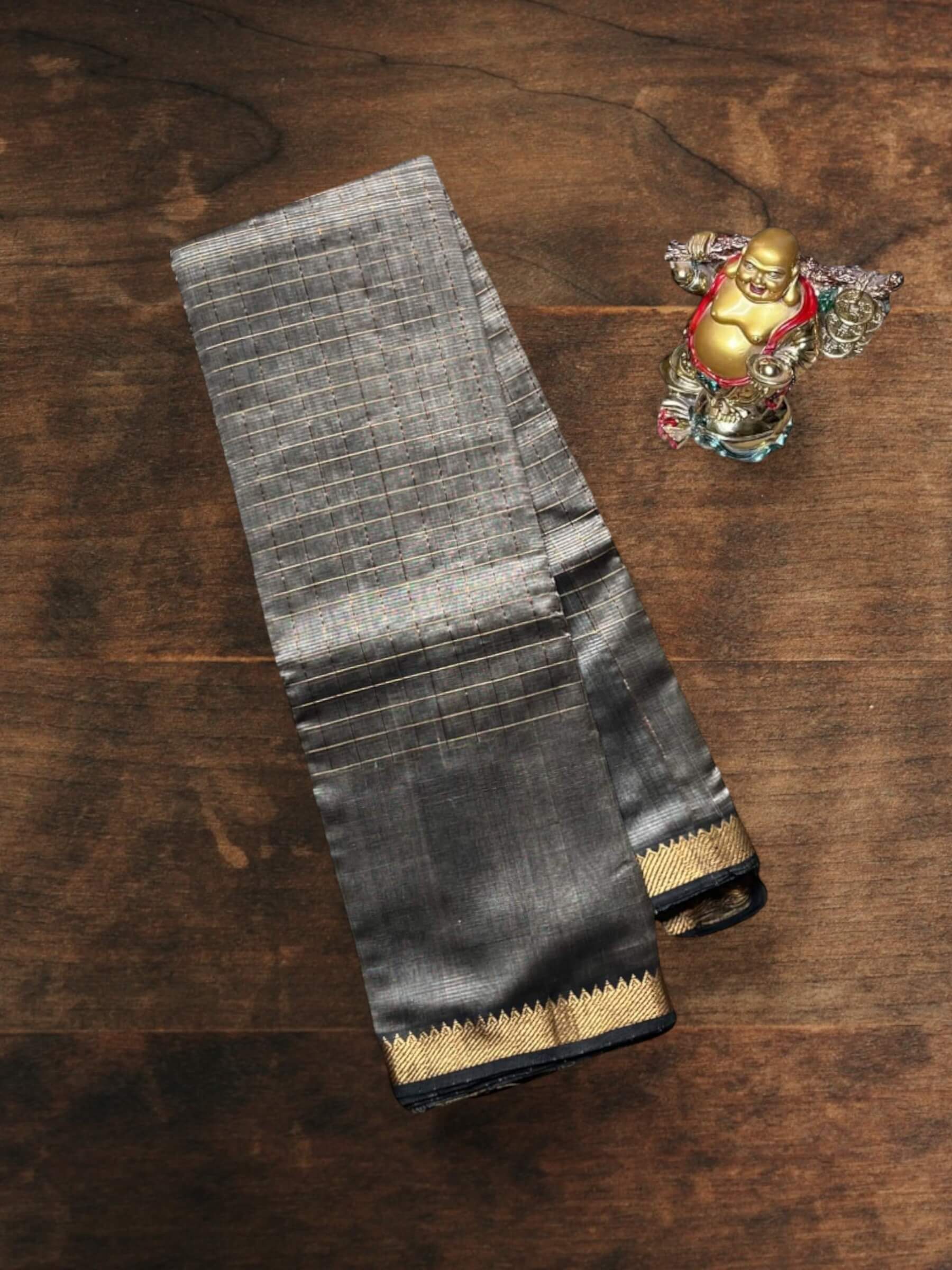 Handloom Mangalagiri Silk Cotton Saree in Grey