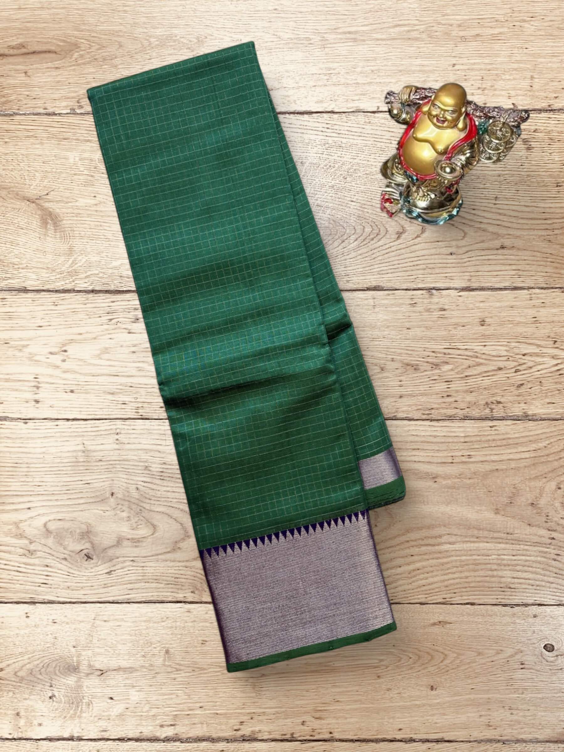Handloom Mangalagiri Silk Cotton Saree in Green