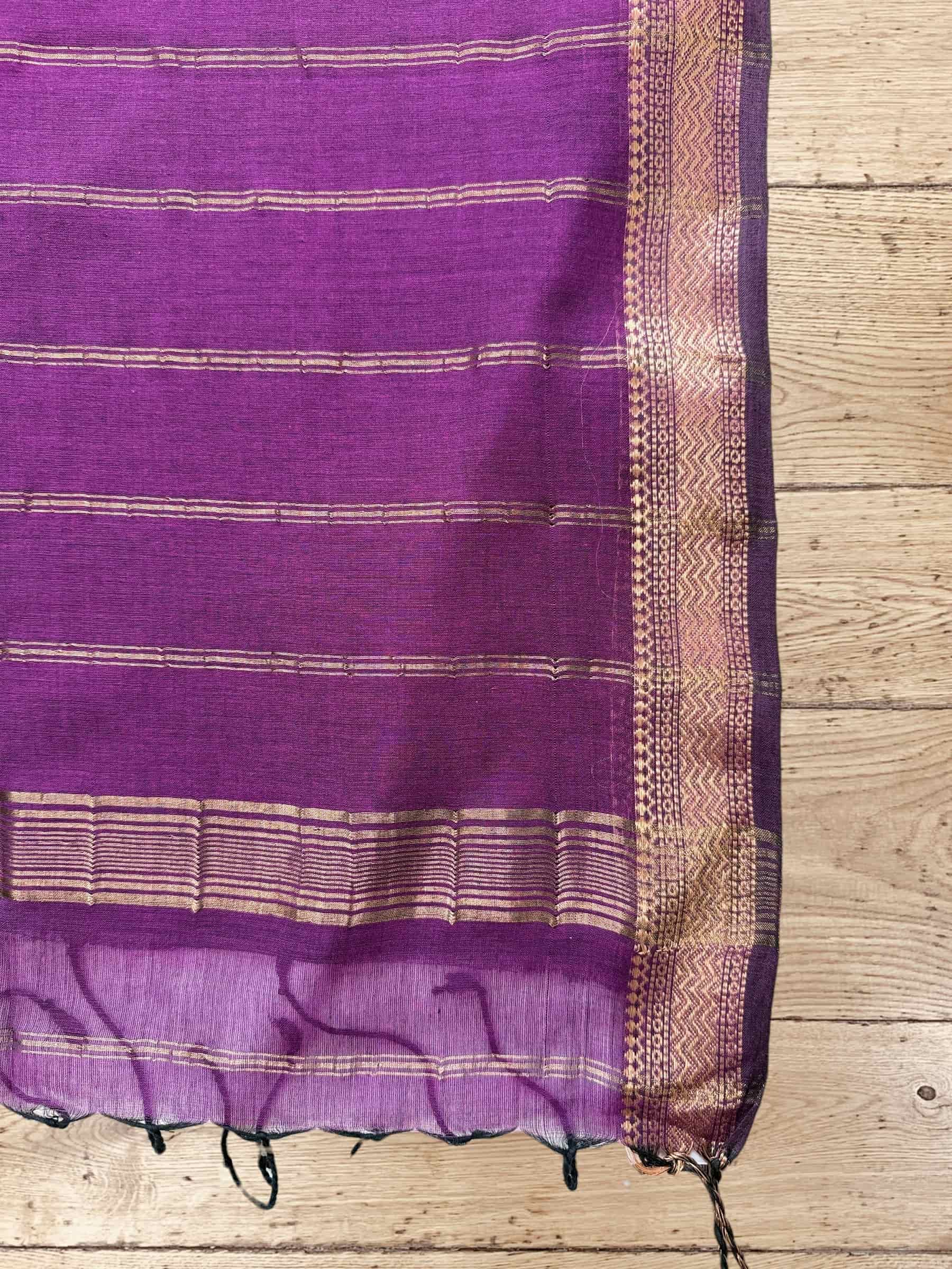 Handloom Cotton Saree in Purple