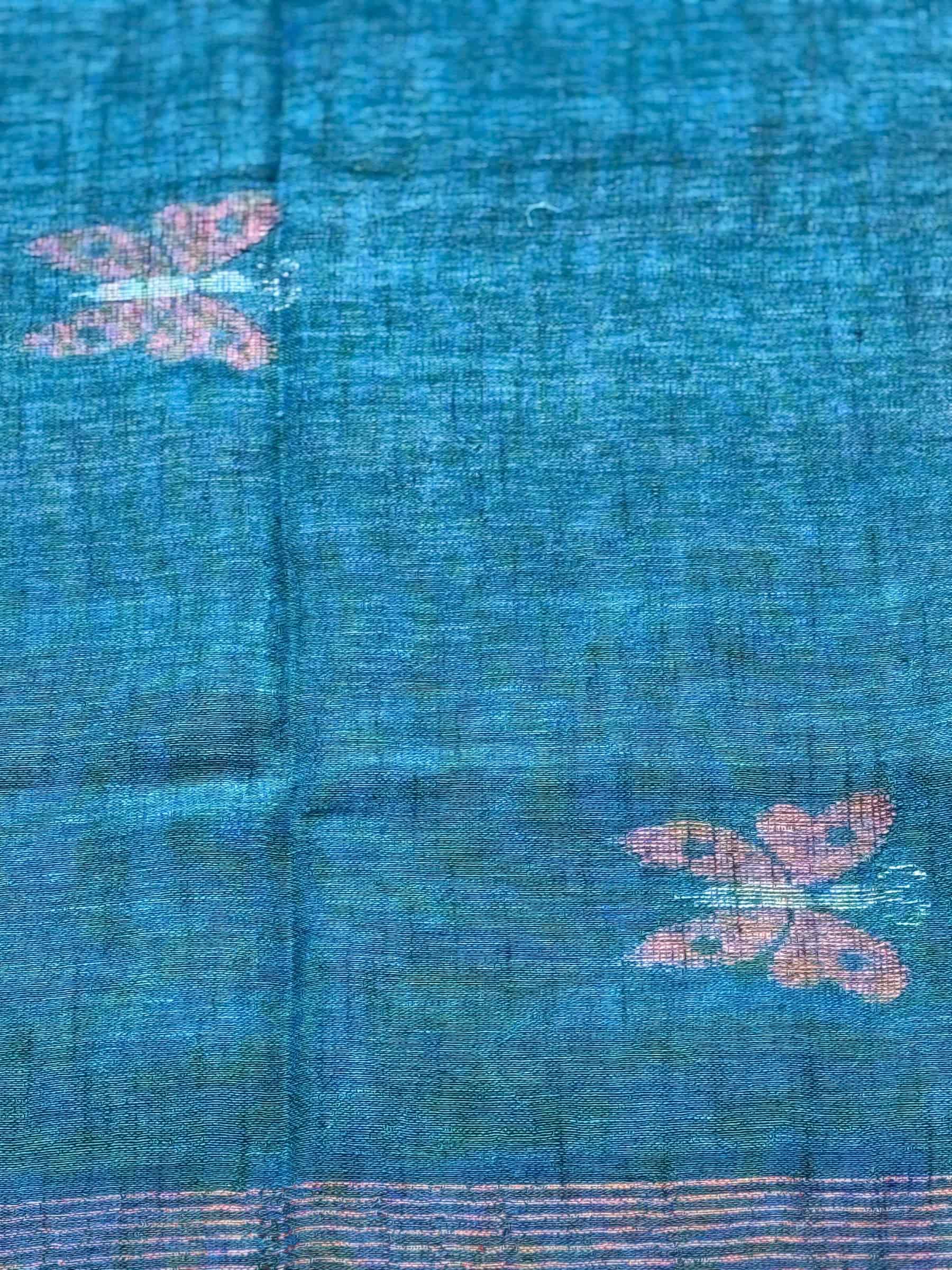 Handloom Linen Saree in Blue