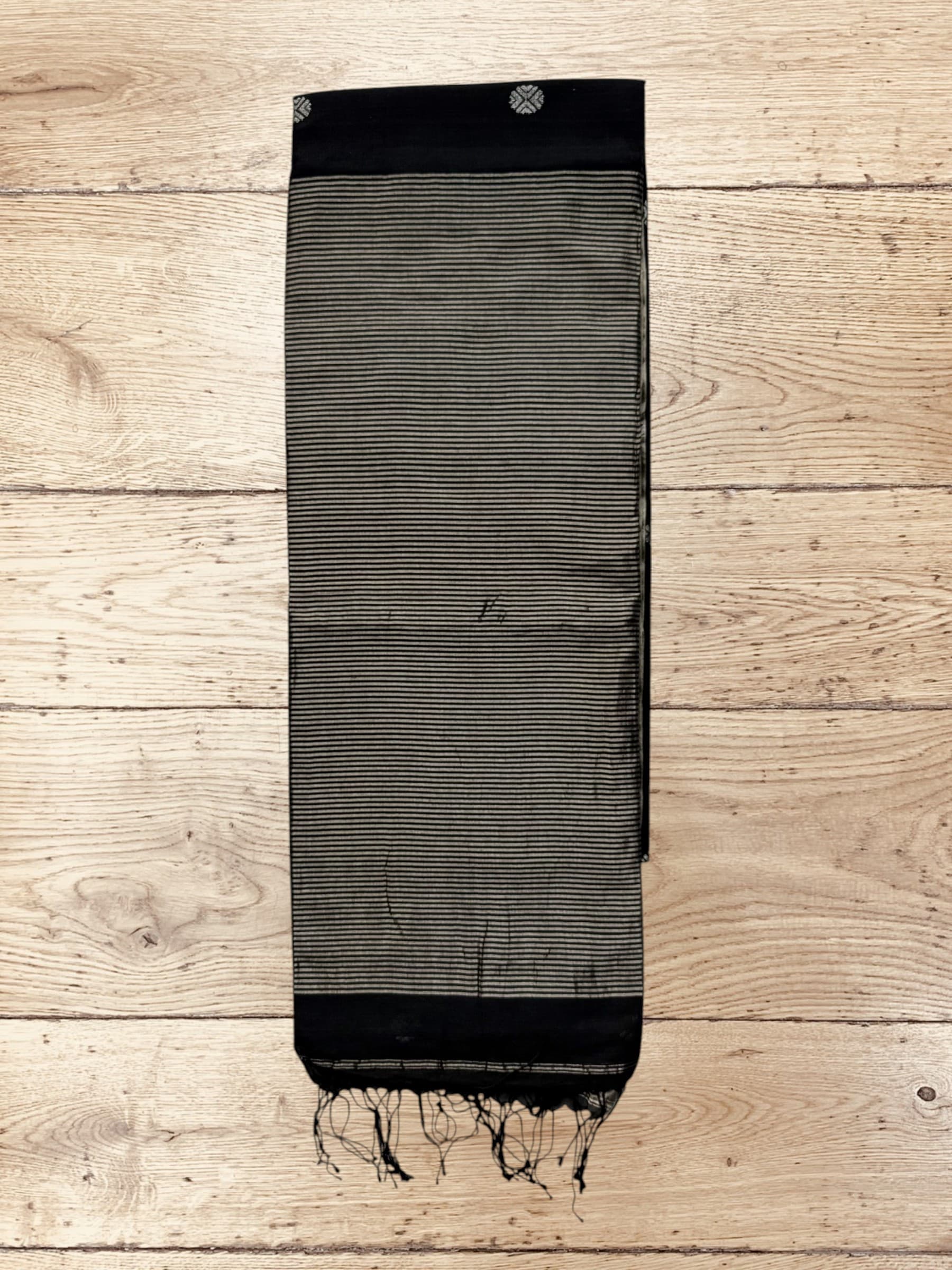 Handloom Mercerized Cotton Saree in Black