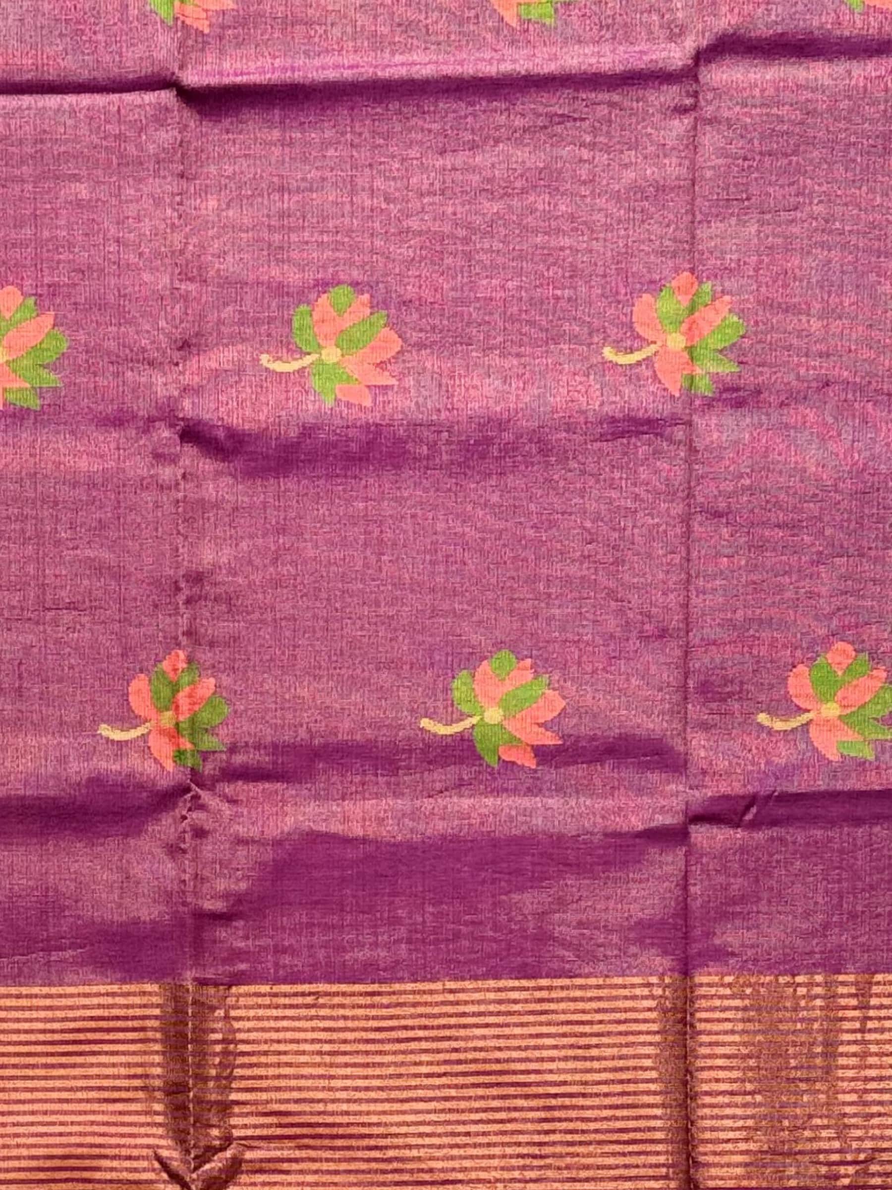 Handloom Tissue Linen Saree in Purple