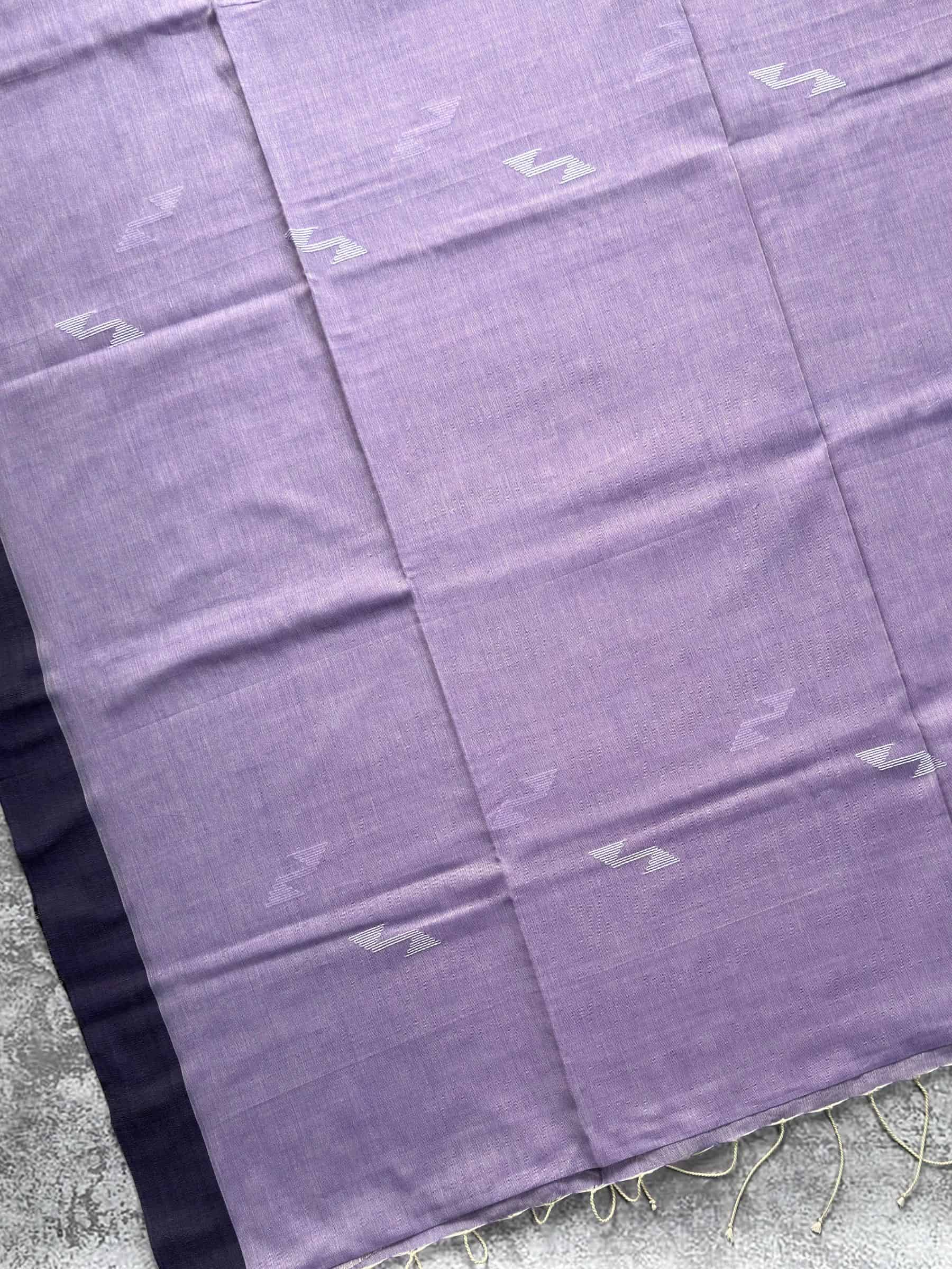Handloom Bengal Cotton Jamdani Saree in Lavender