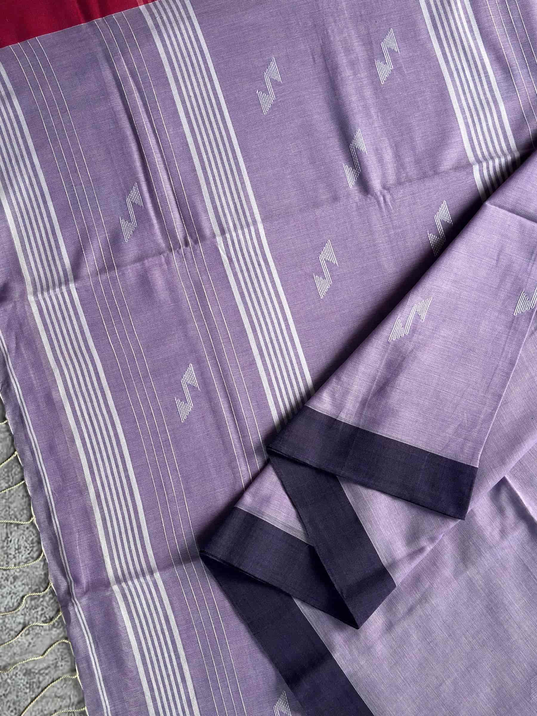 Handloom Bengal Cotton Jamdani Saree in Lavender
