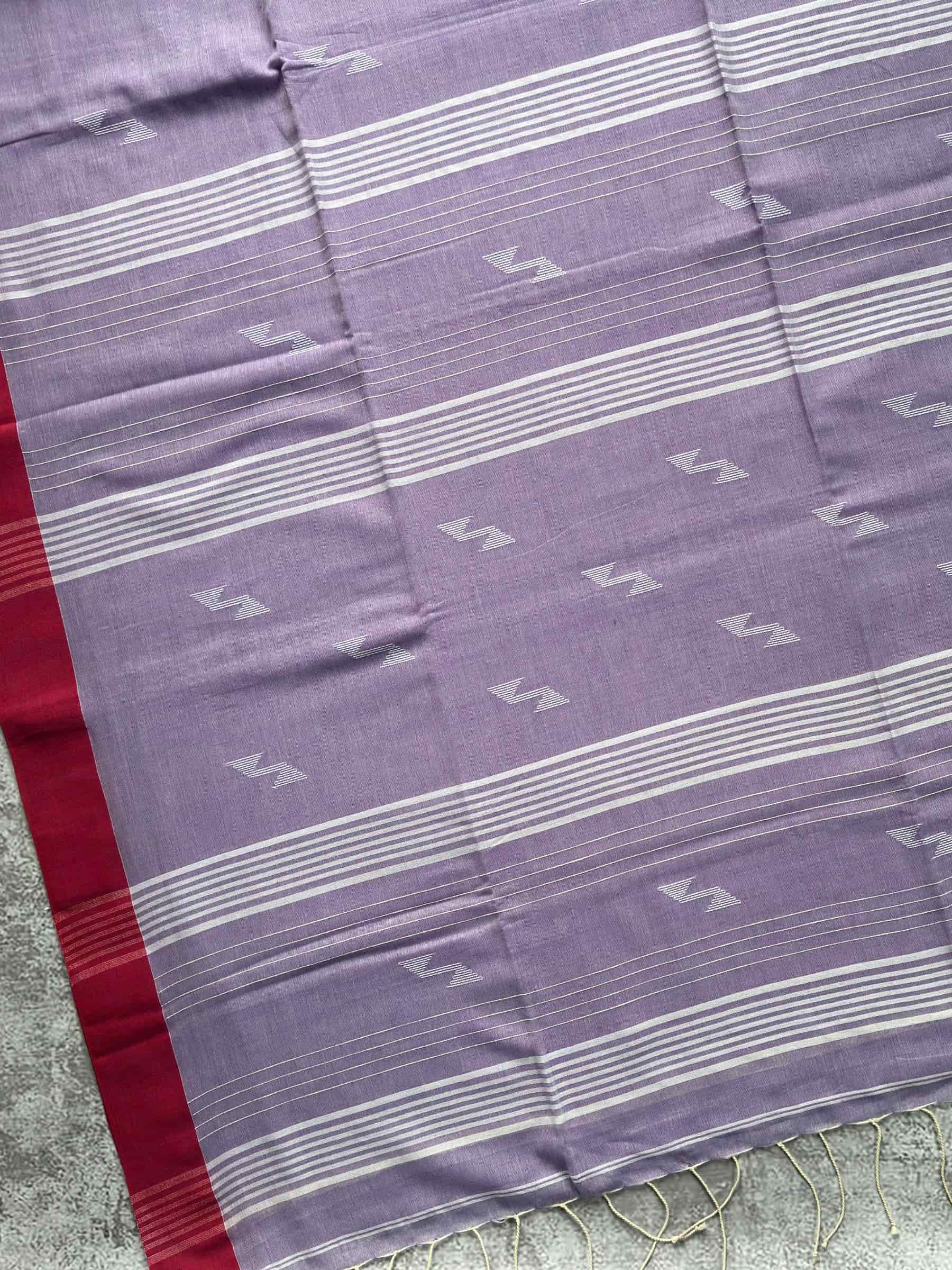 Handloom Bengal Cotton Jamdani Saree in Lavender