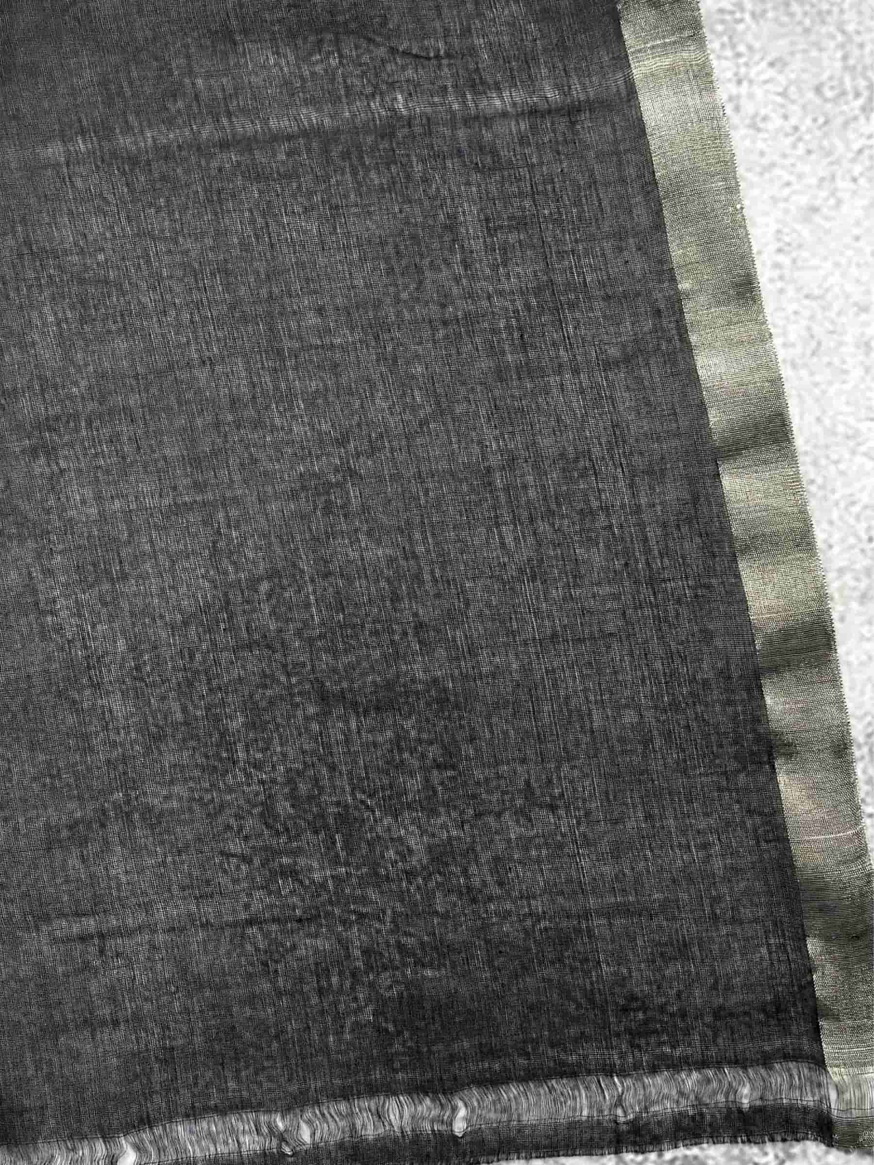 Handloom Mercerized Cotton Jamdani Saree in Black