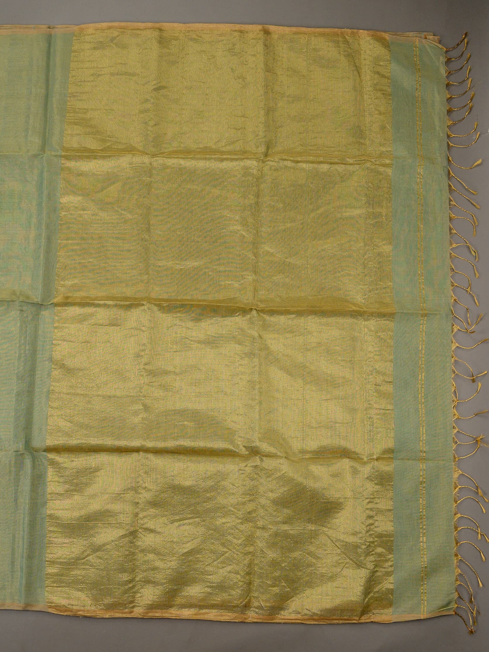 Handloom Tissue Silk Saree in Light Green and Gold