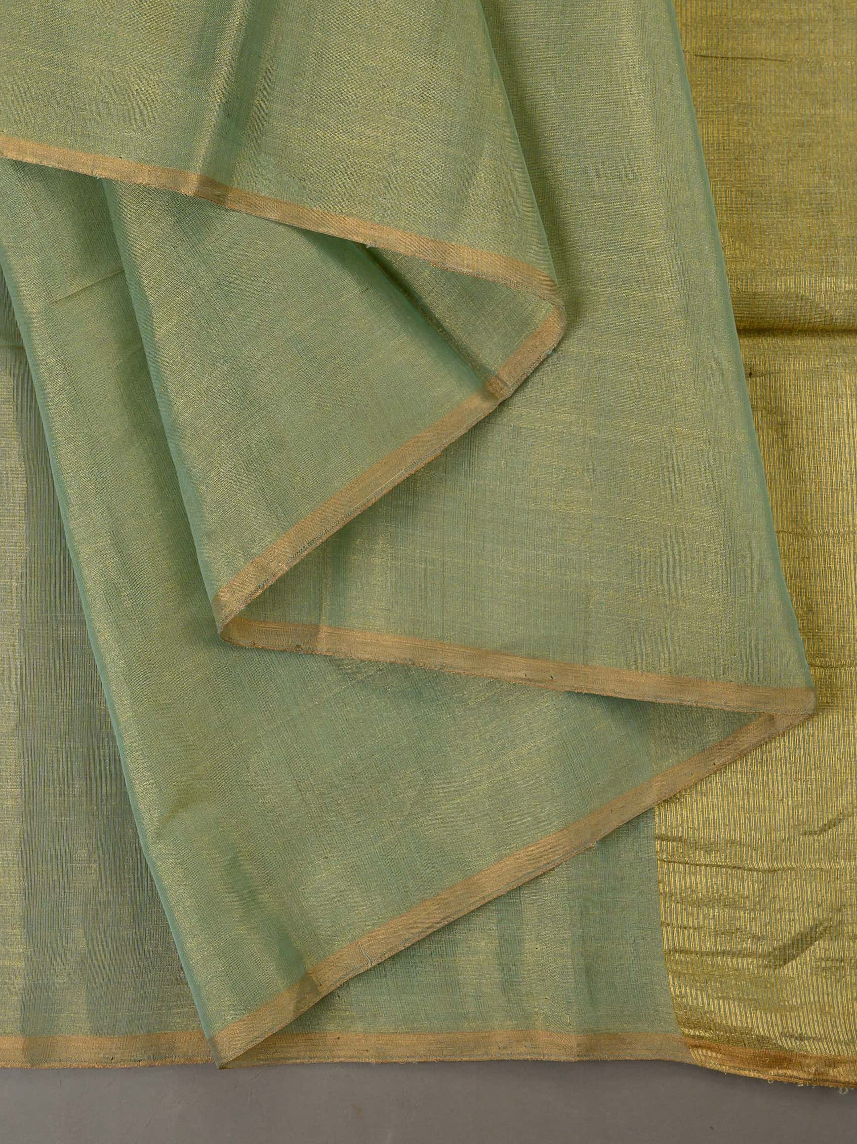 Handloom Tissue Silk Saree in Light Green and Gold