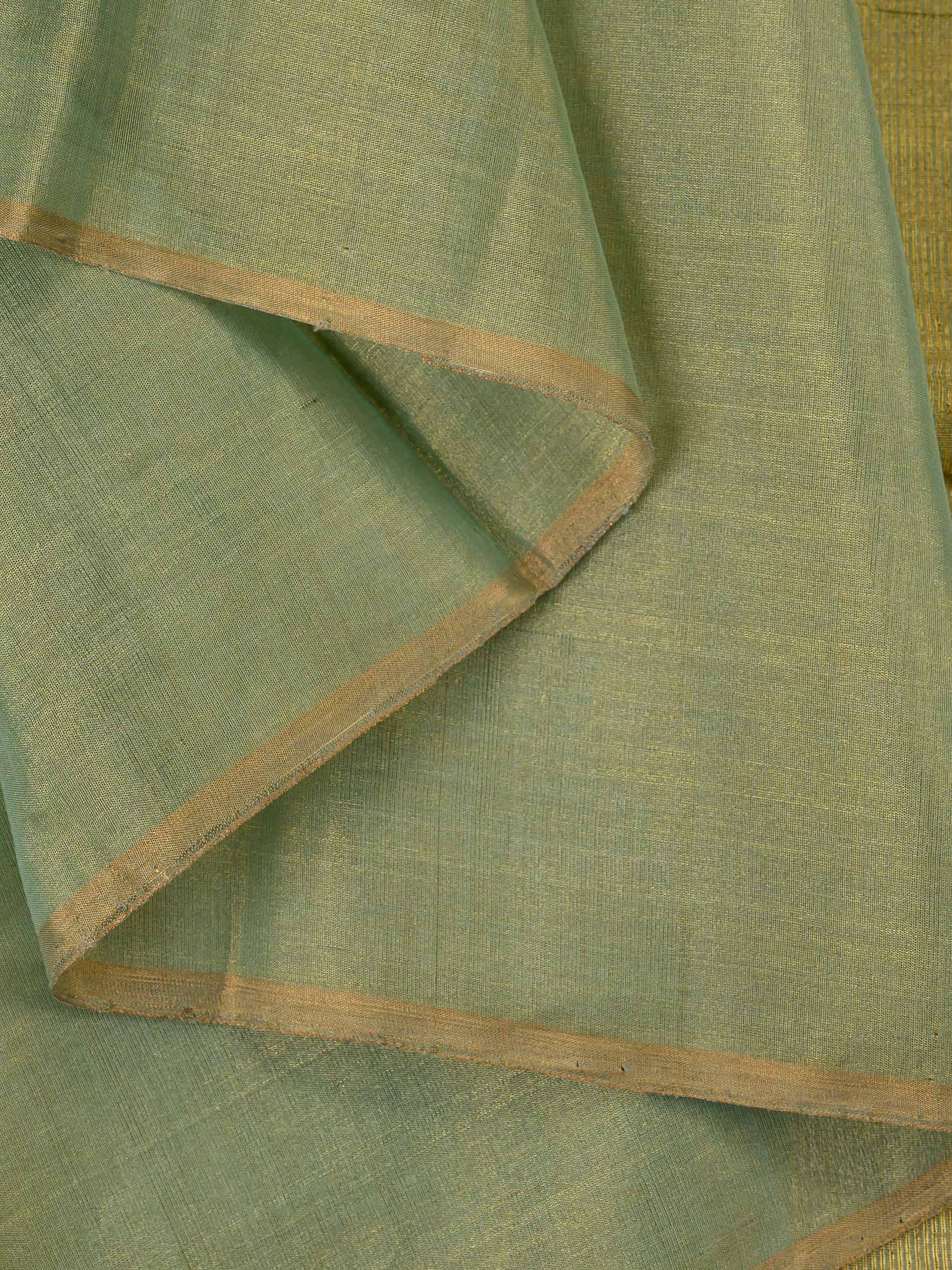 Handloom Tissue Silk Saree in Light Green and Gold