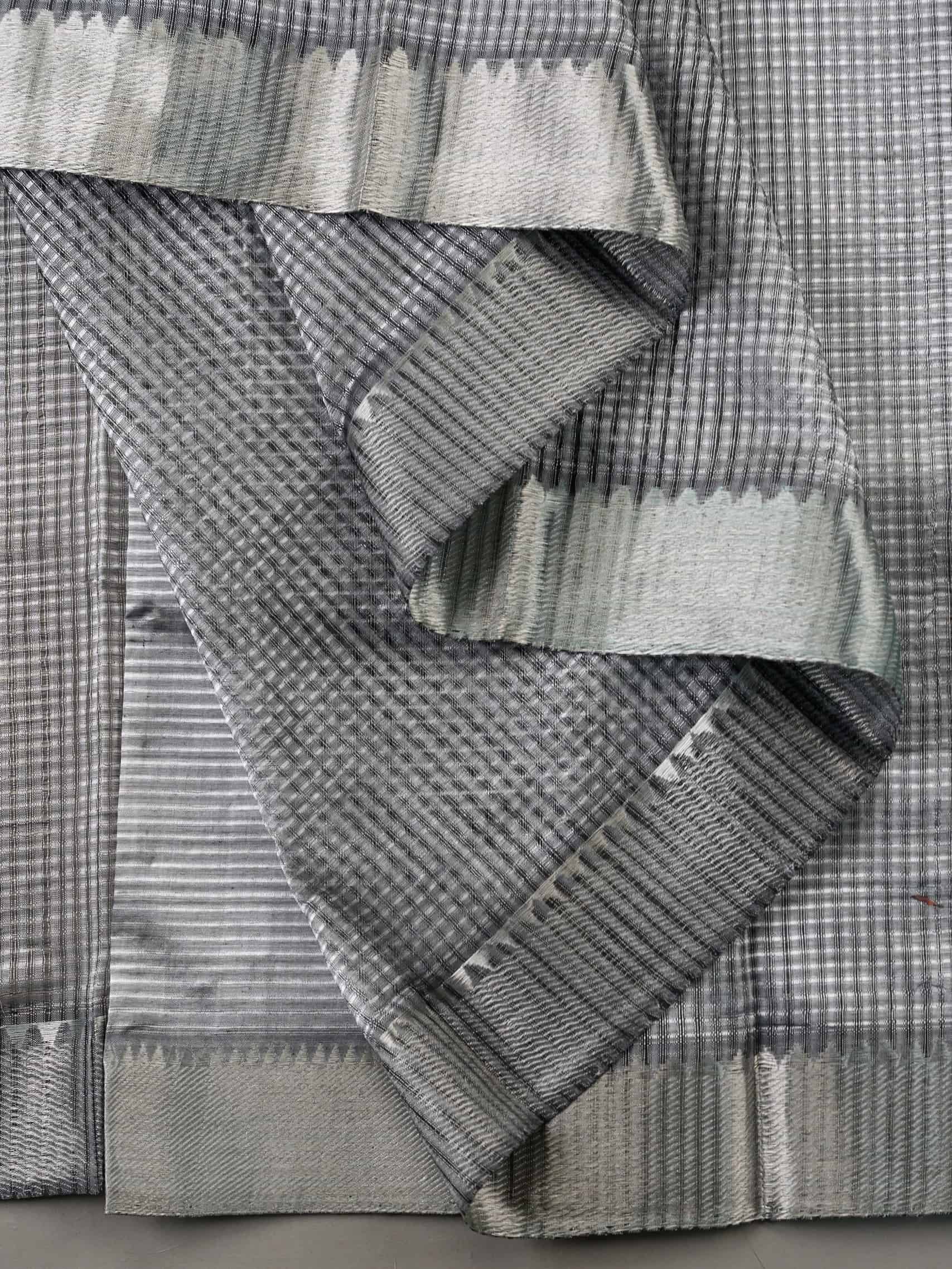 Handloom Mangalagiri Silk Cotton Saree in Grey with Silver Zari Border