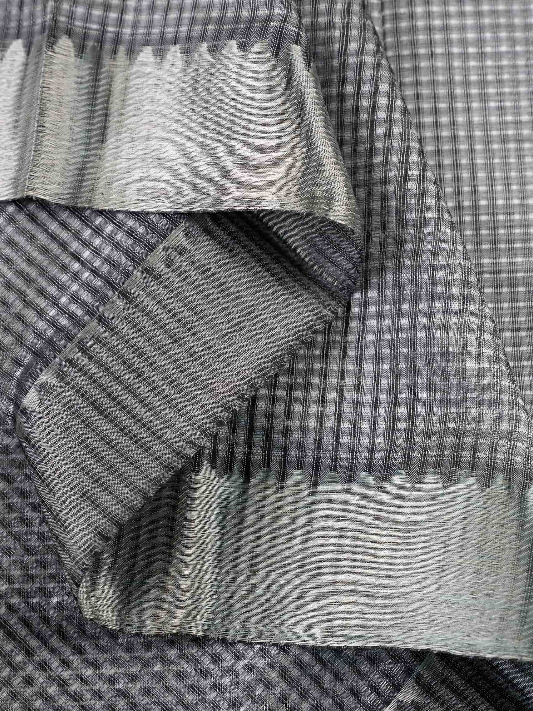 Handloom Mangalagiri Silk Cotton Saree in Grey with Silver Zari Border