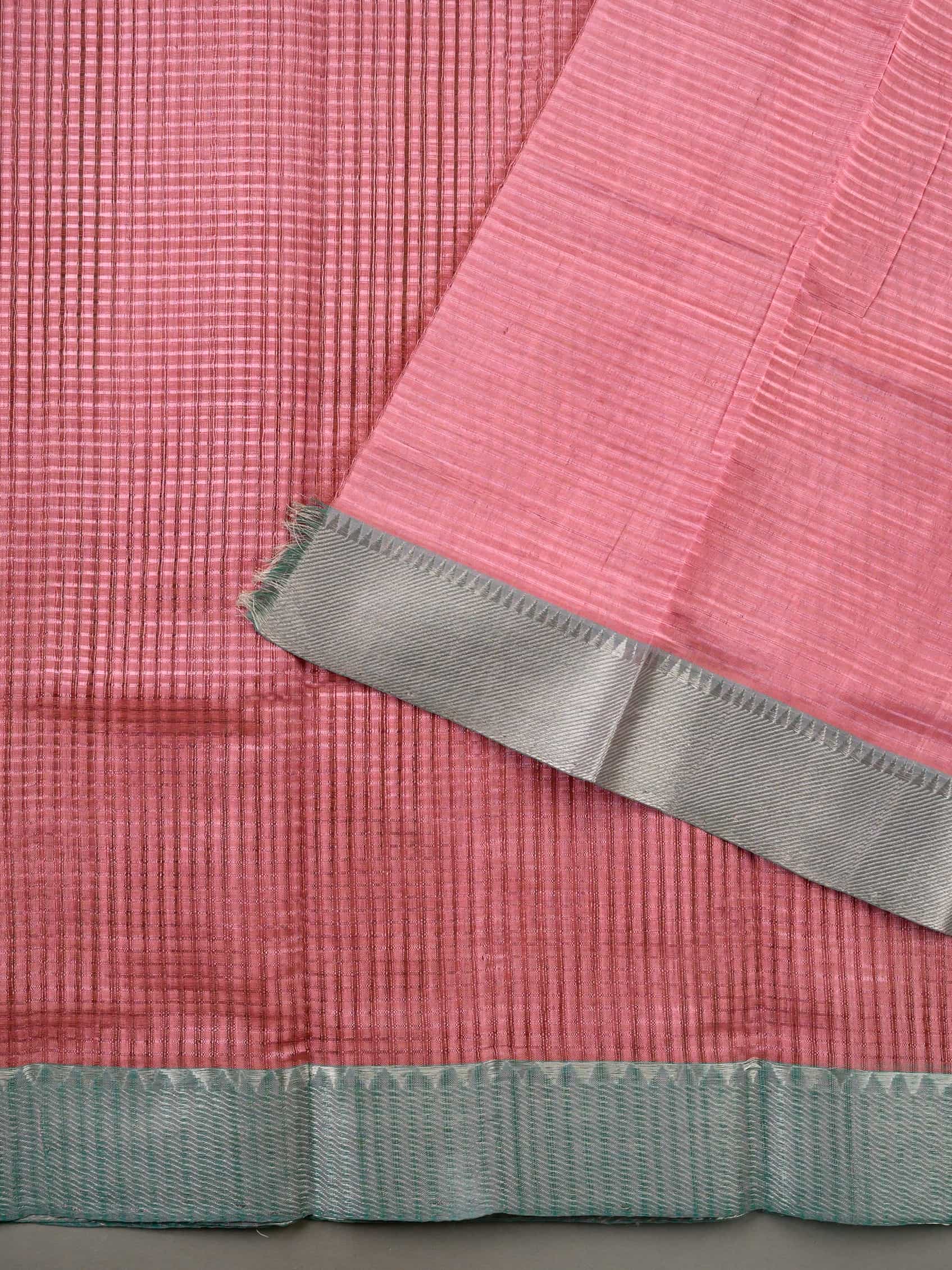 Handloom Mangalagiri Silk Cotton Saree in Pink with Silver Zari Border