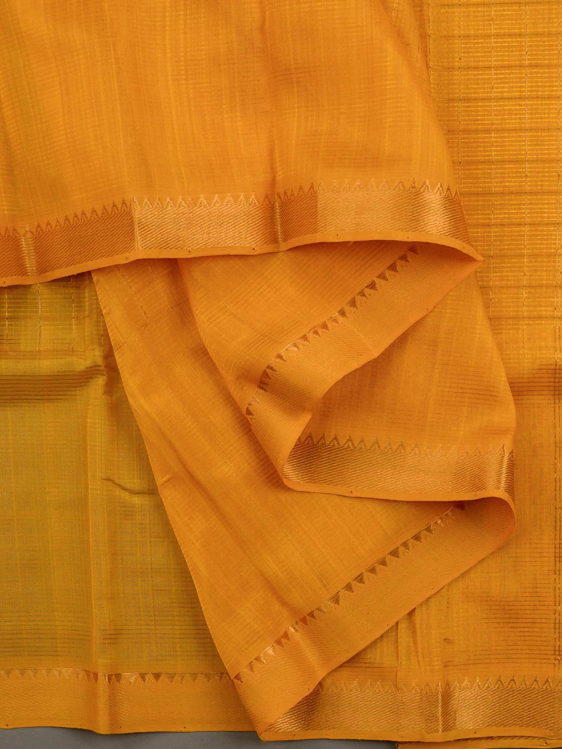 Handloom Mangalagiri Silk Cotton Saree in Orange with Zari Checked Pattern