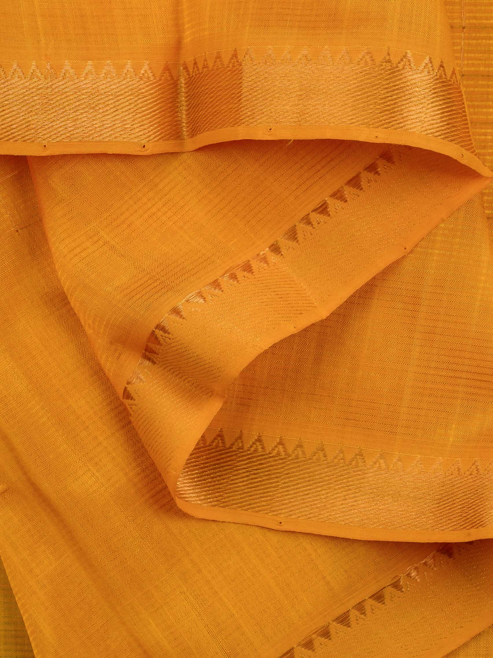 Handloom Mangalagiri Silk Cotton Saree in Orange with Zari Checked Pattern
