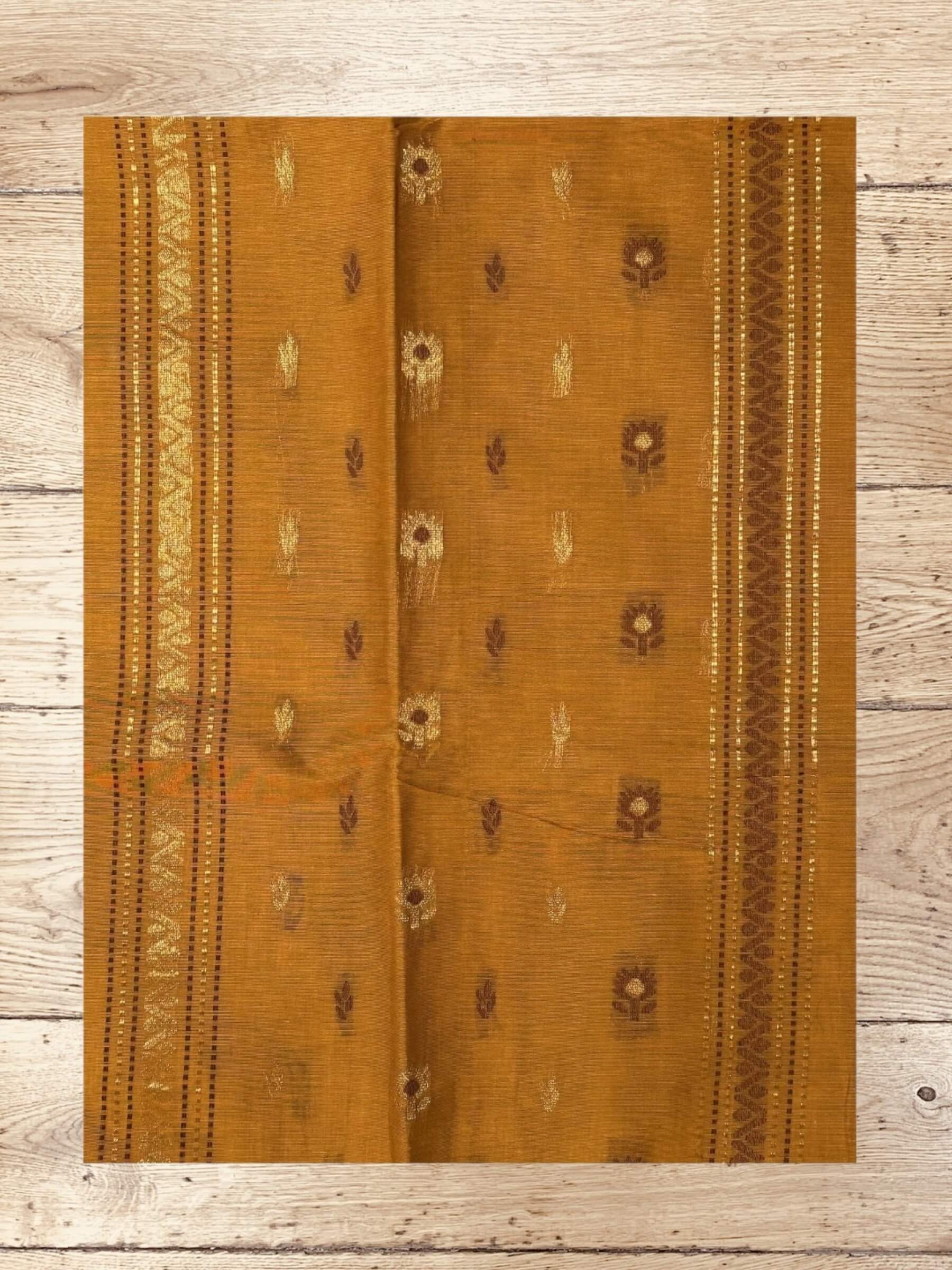 Handloom Negamam Cotton Saree in Golden Brown