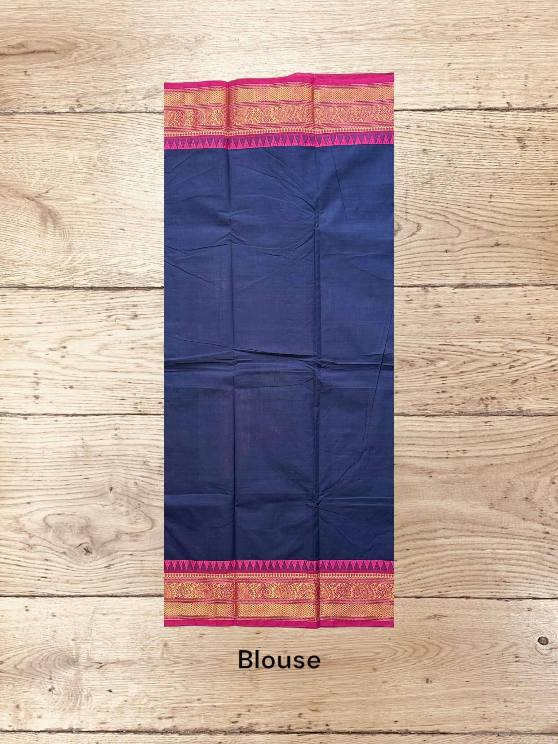 Kanchi Cotton Saree in Dark-Blue