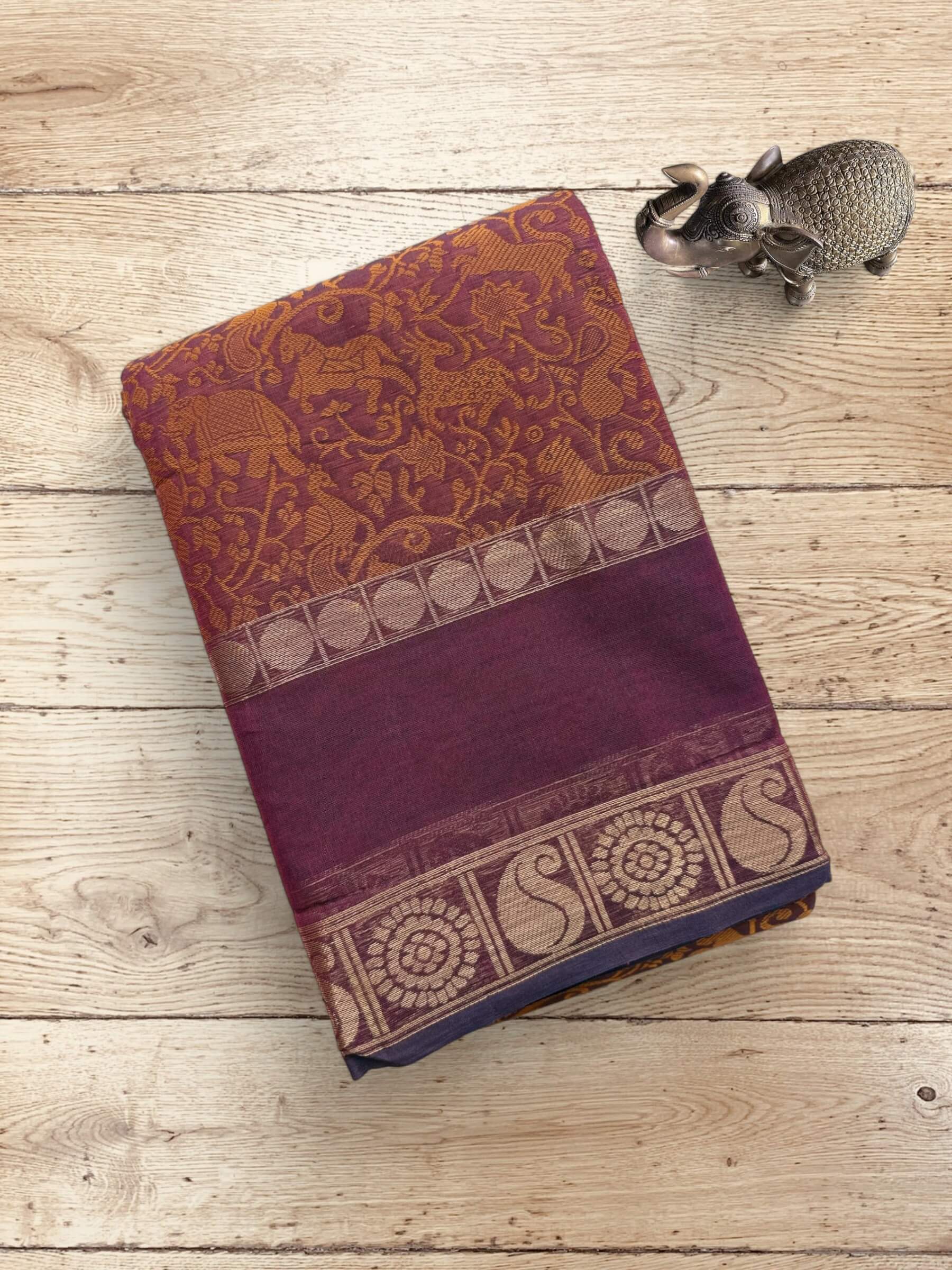 Vanasingaram Design Kanchi Cotton Saree in Purple