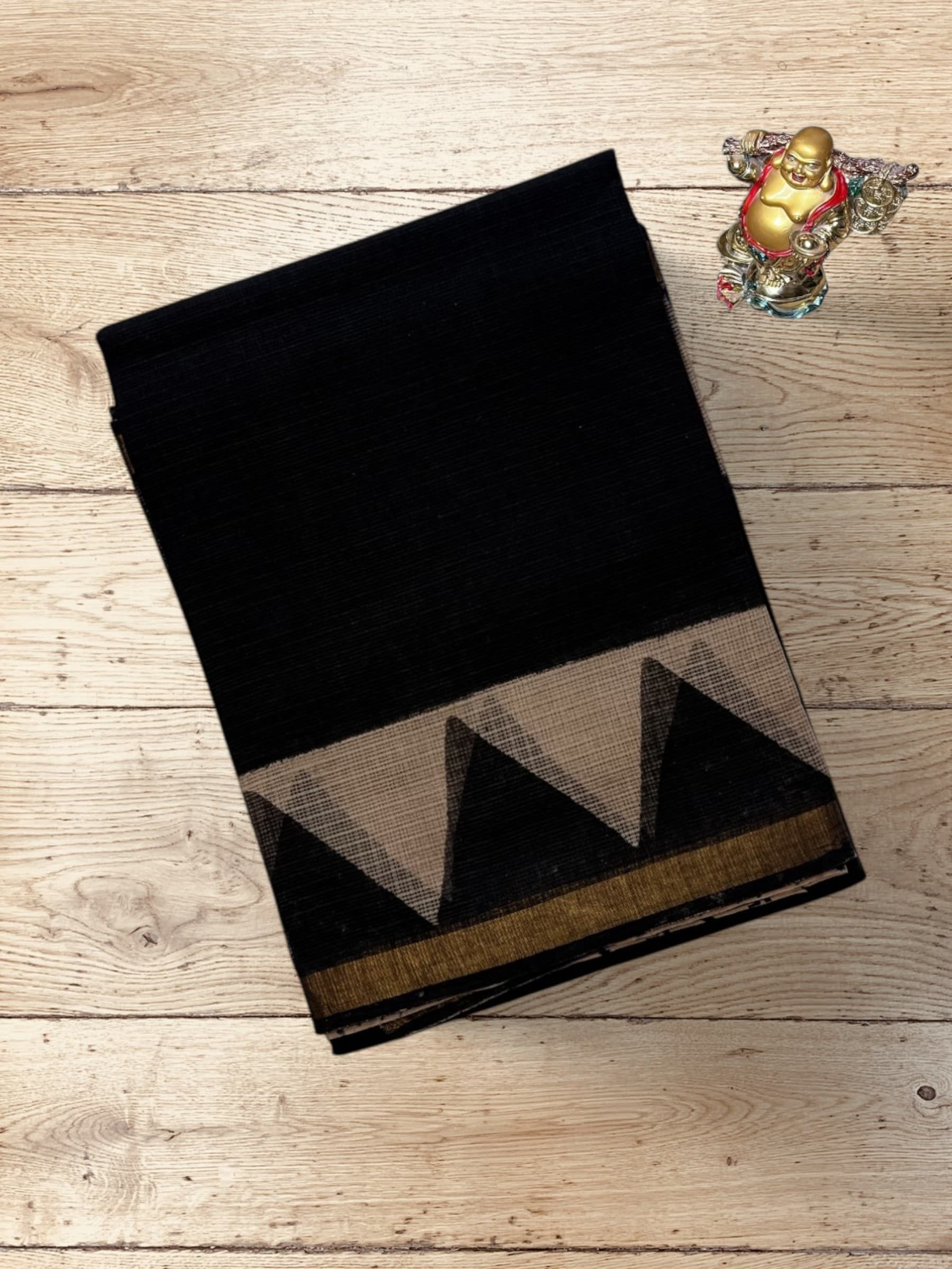 Kota Doria Bagru Block Print Saree in Black