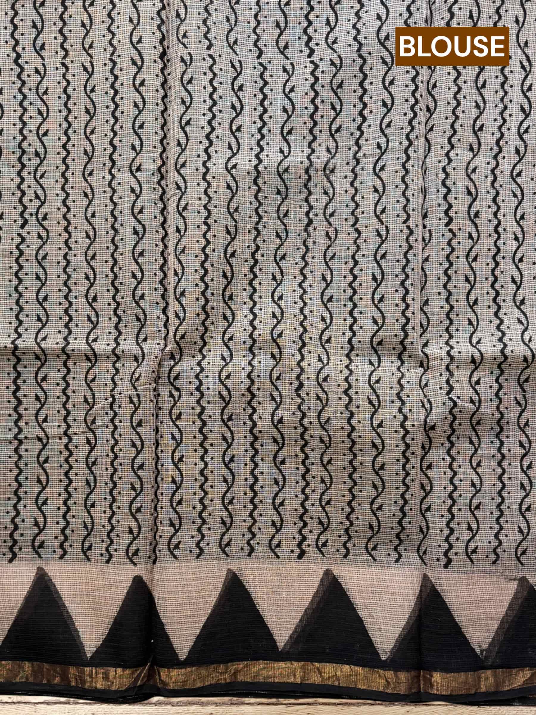 Kota Doria Bagru Block Print Saree in Black