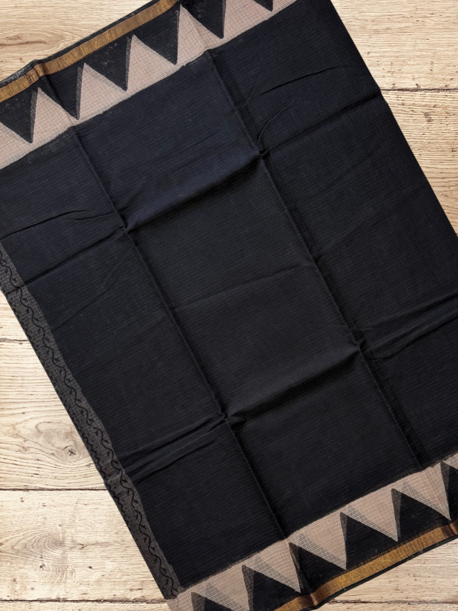 Kota Doria Bagru Block Print Saree in Black