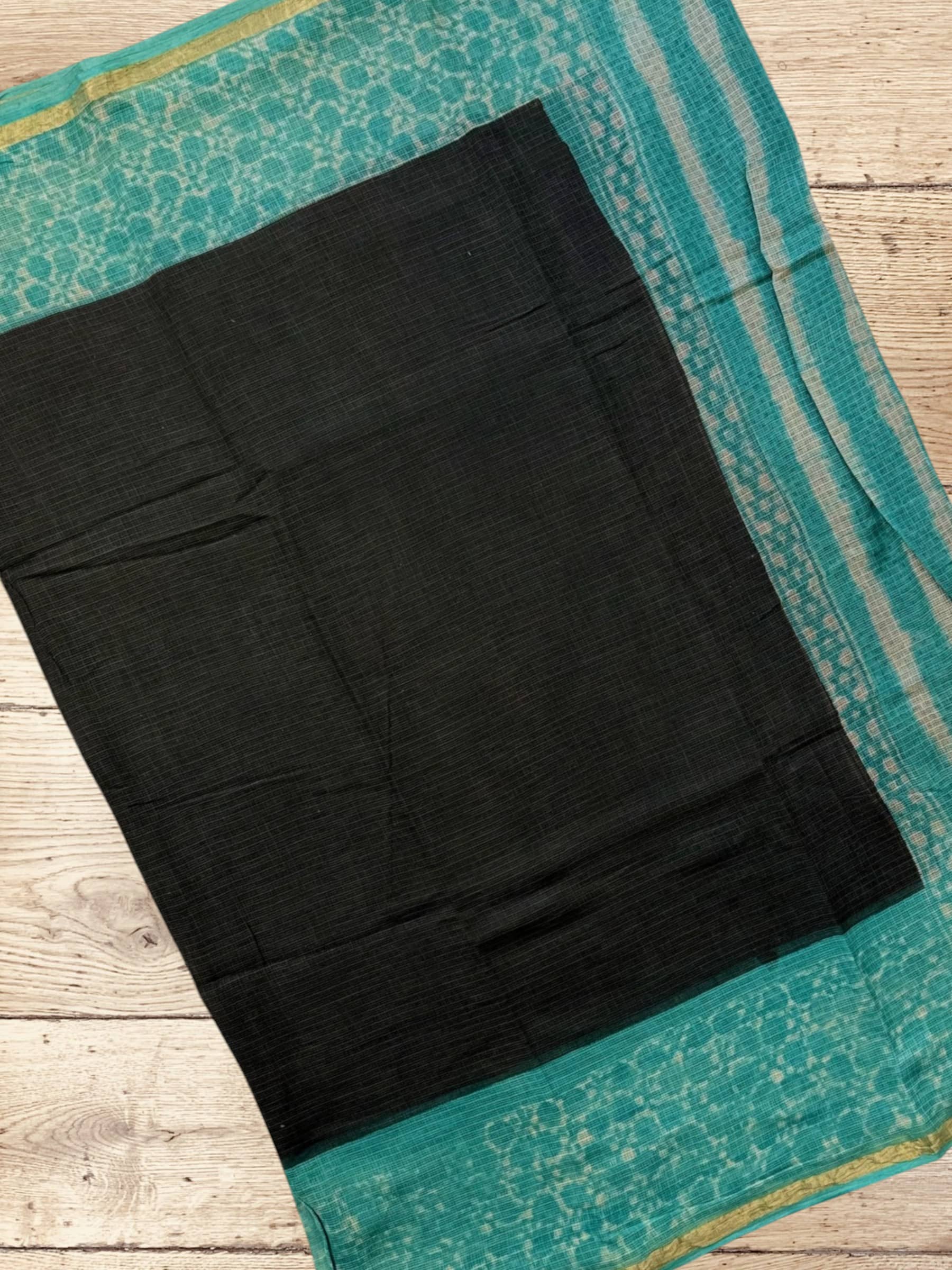 Kota Doria Bagru Block Print Saree in Black