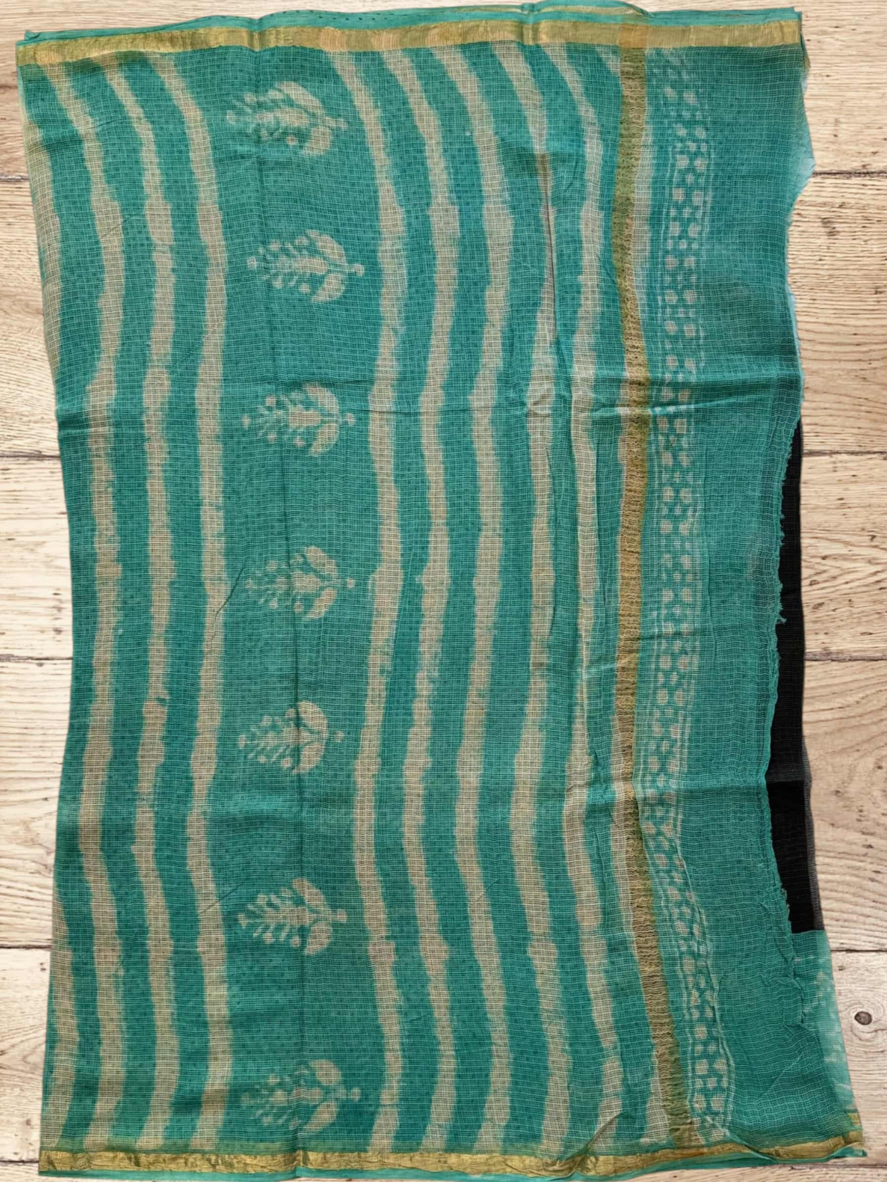 Kota Doria Bagru Block Print Saree in Black
