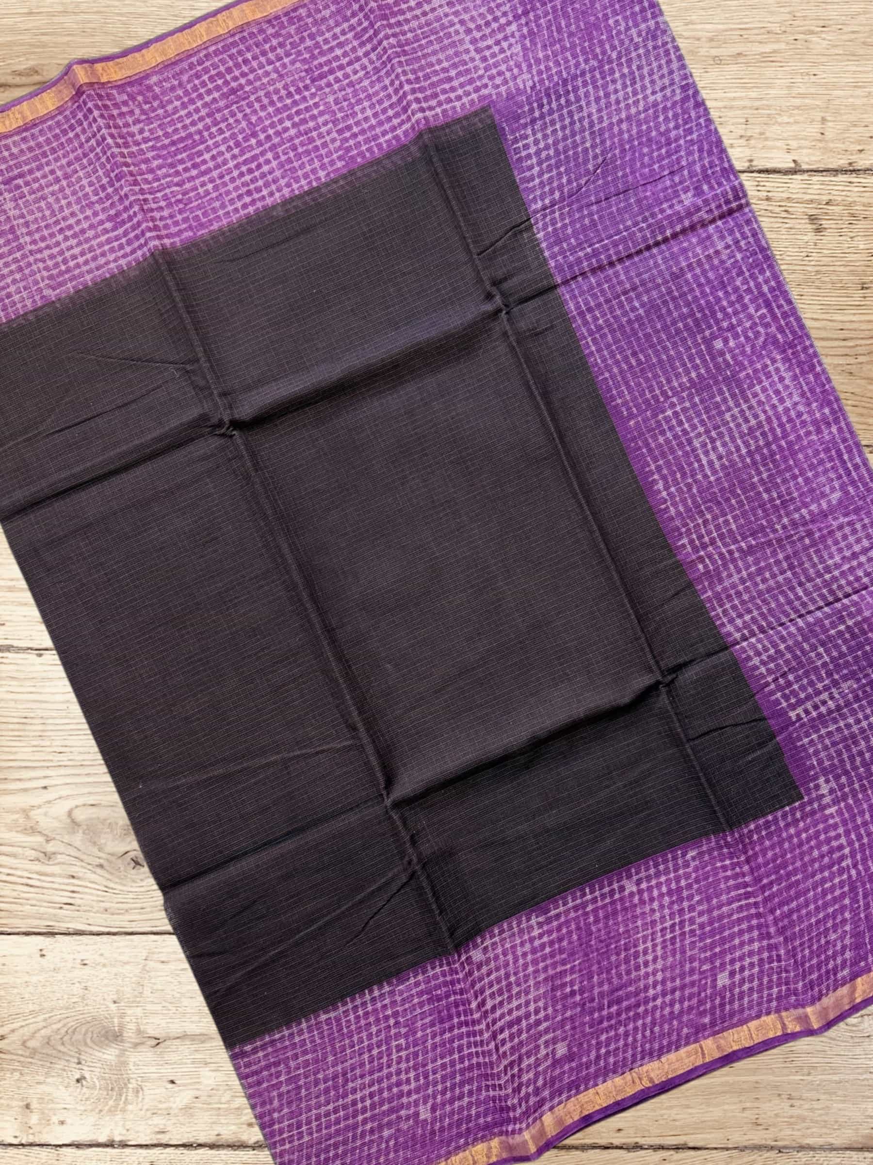 Kota Doria Bagru Block Print Saree in Black