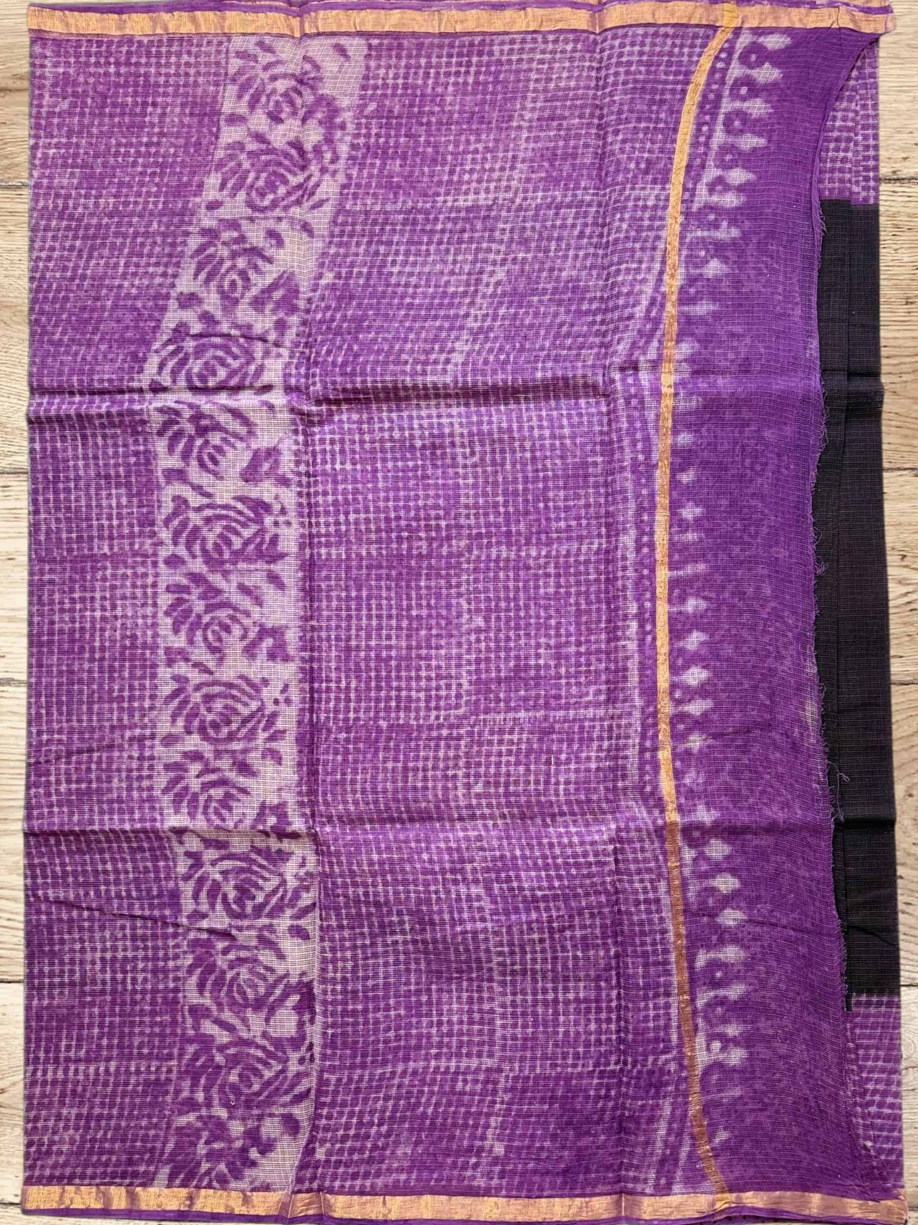 Kota Doria Bagru Block Print Saree in Black