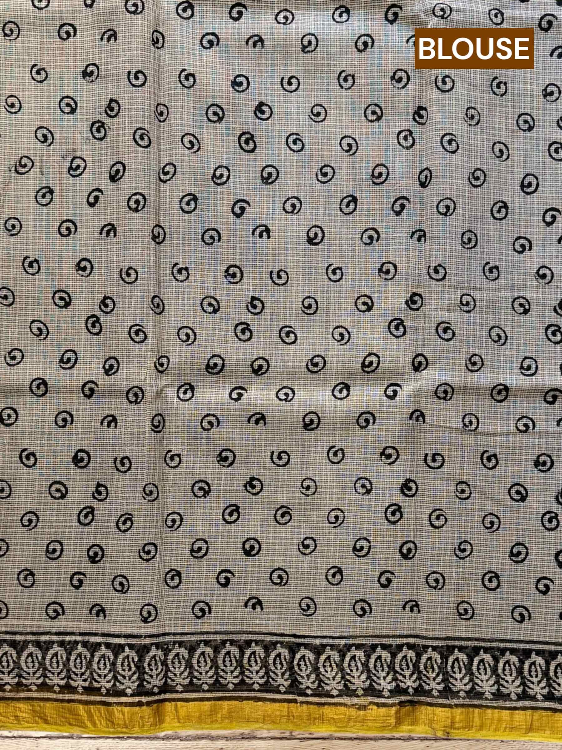 Kota Doria Bagru Block Print Saree in Black