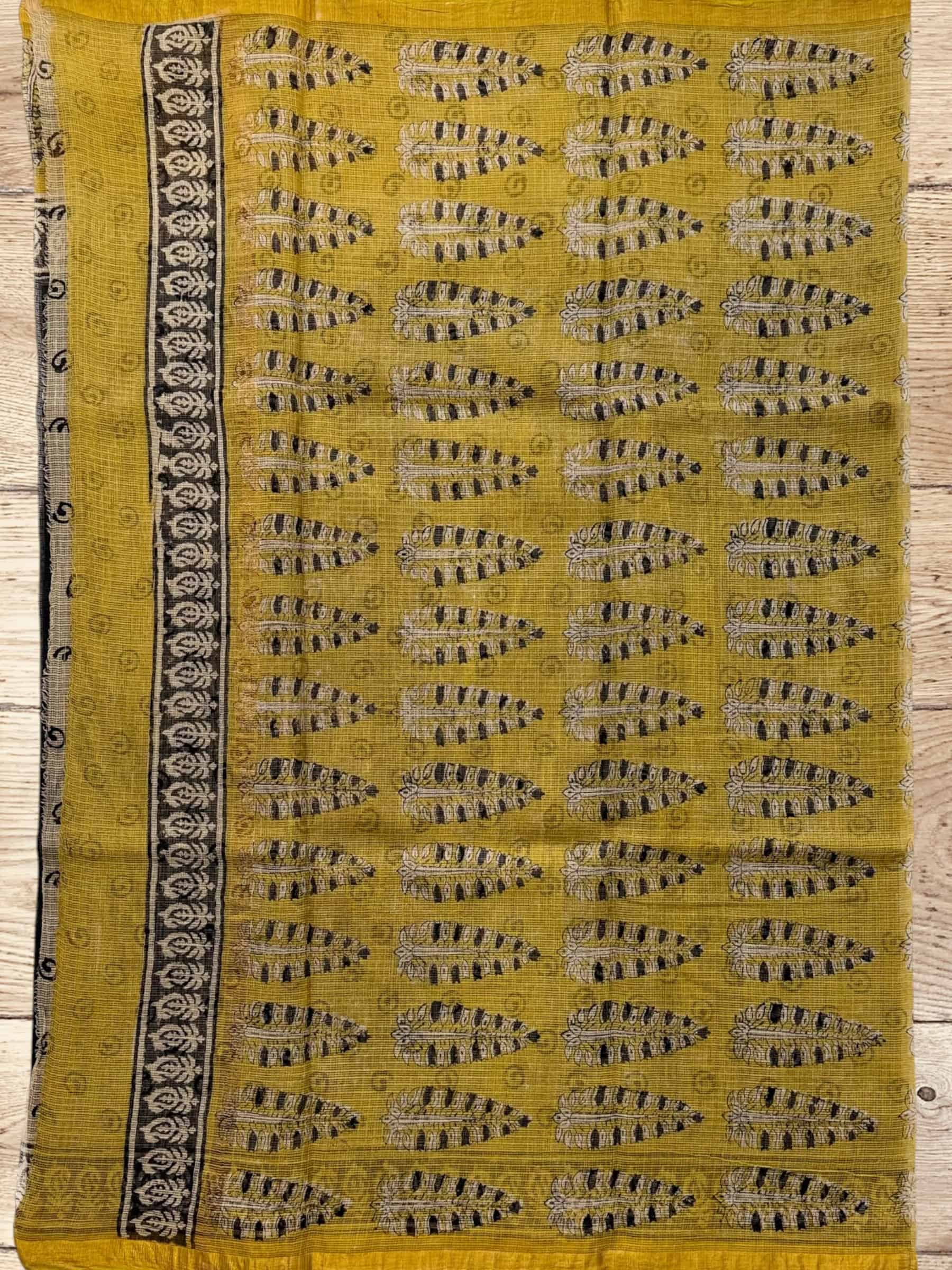 Kota Doria Bagru Block Print Saree in Black