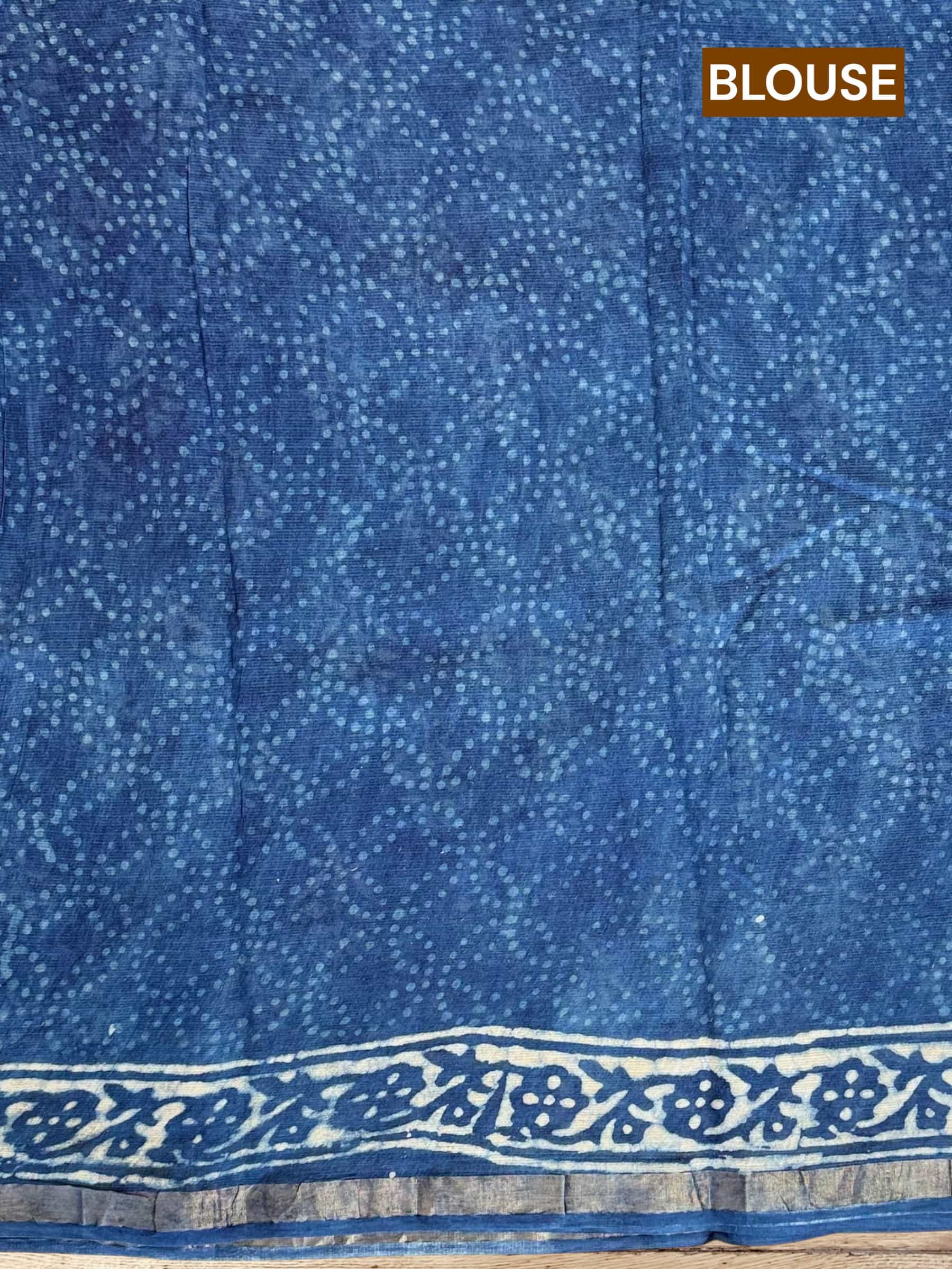 Kota Doria Bagru Block Print Saree in Blue