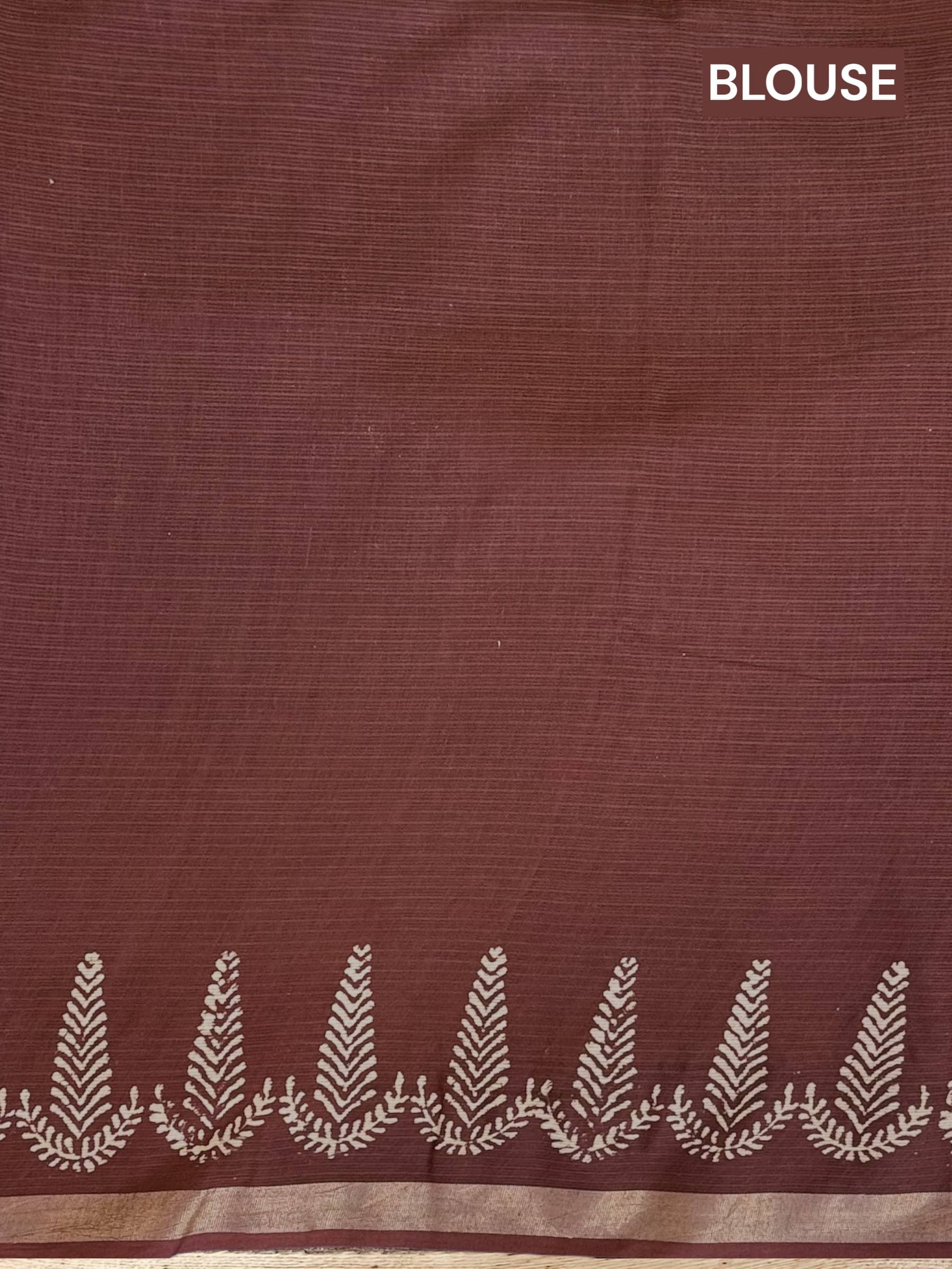 Kota Doria Bagru Block Print Saree in Maroon