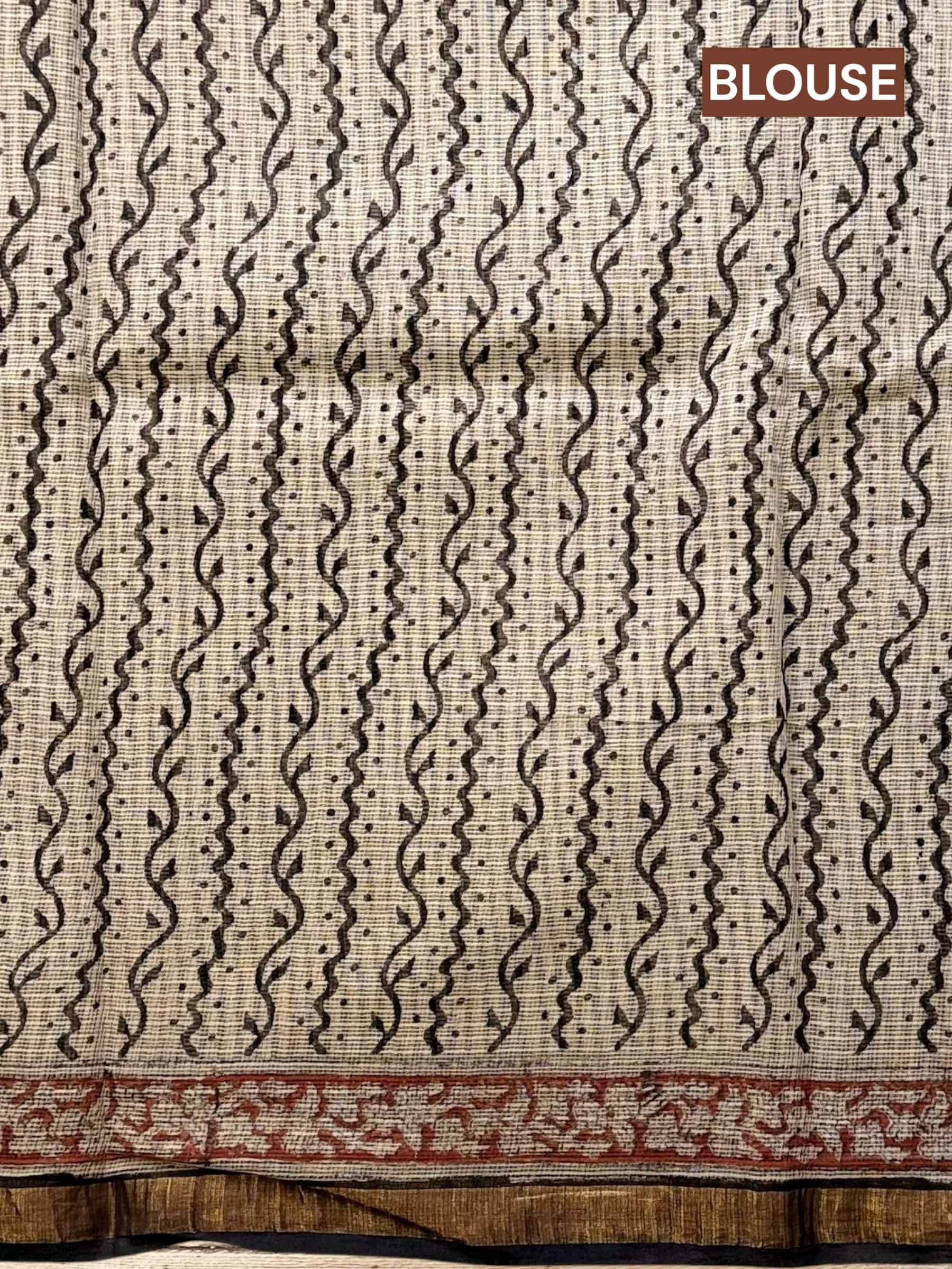Kota Doria Bagru Block Print Saree in Grey
