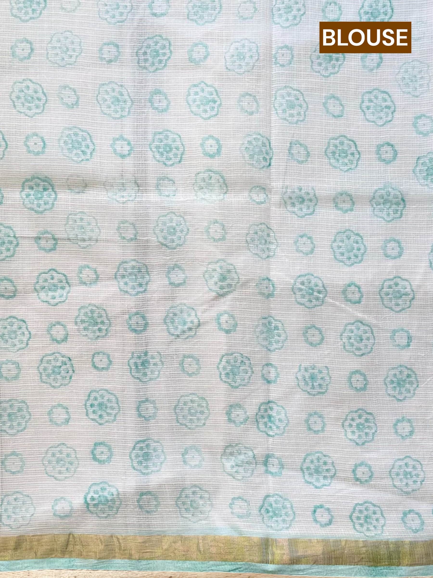 Kota Doria Bagru Block Print Saree in Light Blue