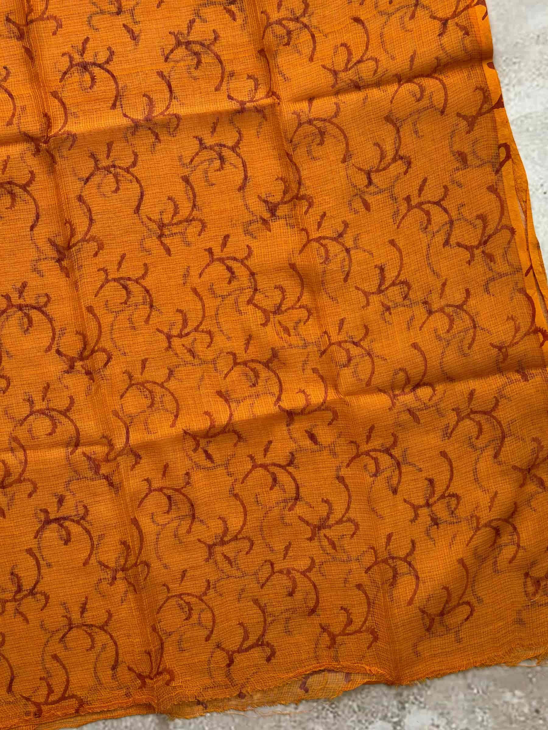 Hand Block Printed Kota Doria Saree in Pink