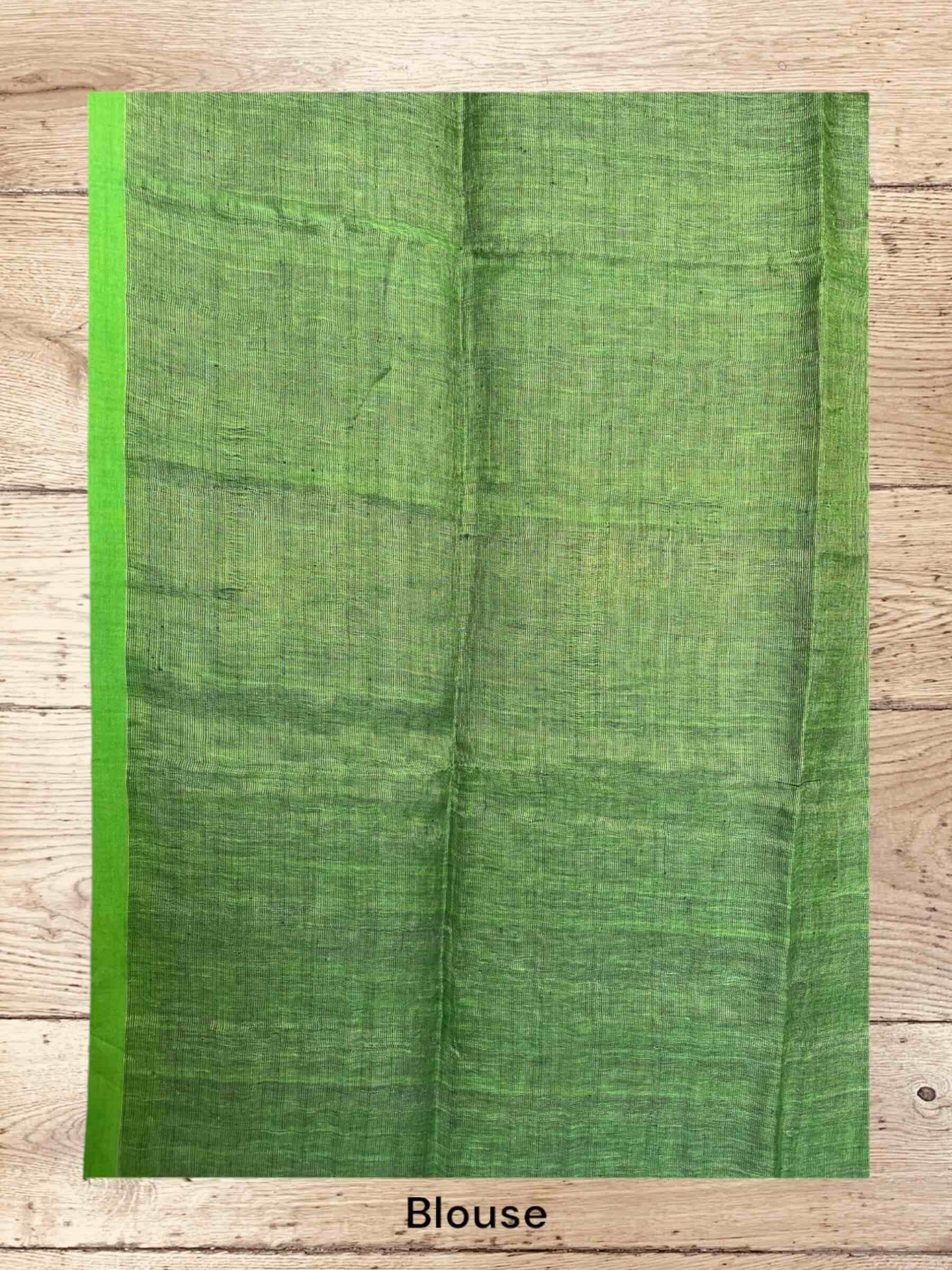 Handloom Tissue Linen Saree in Purple & Green
