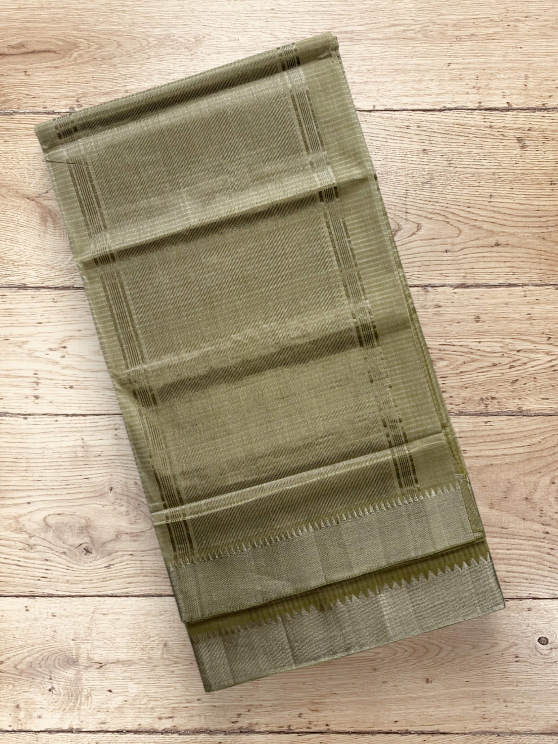 Handloom Mangalagiri Cotton Saree in Olive