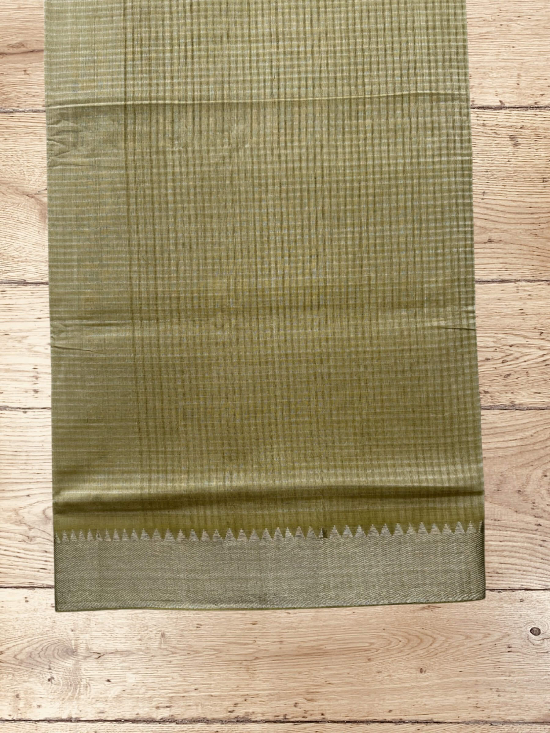 Handloom Mangalagiri Cotton Saree in Olive
