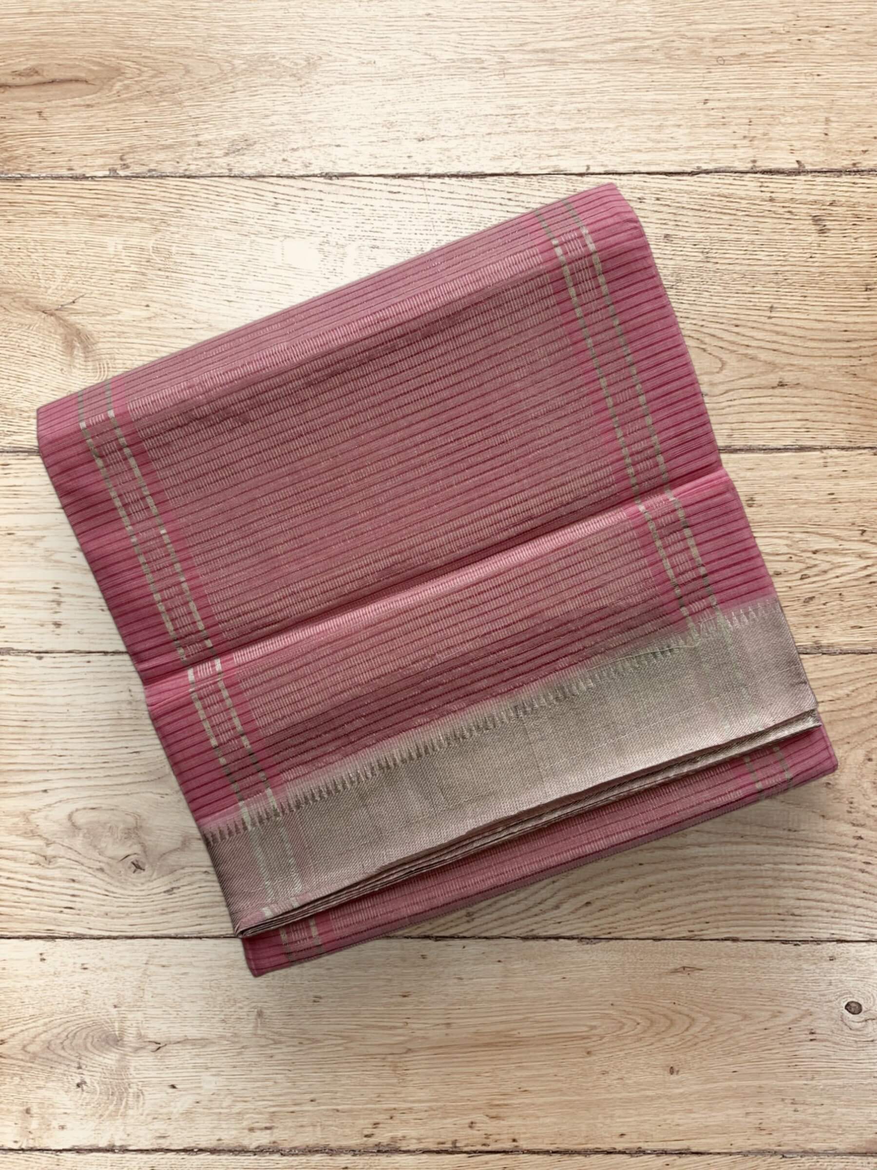 Handloom Mangalagiri Cotton Saree in Pink
